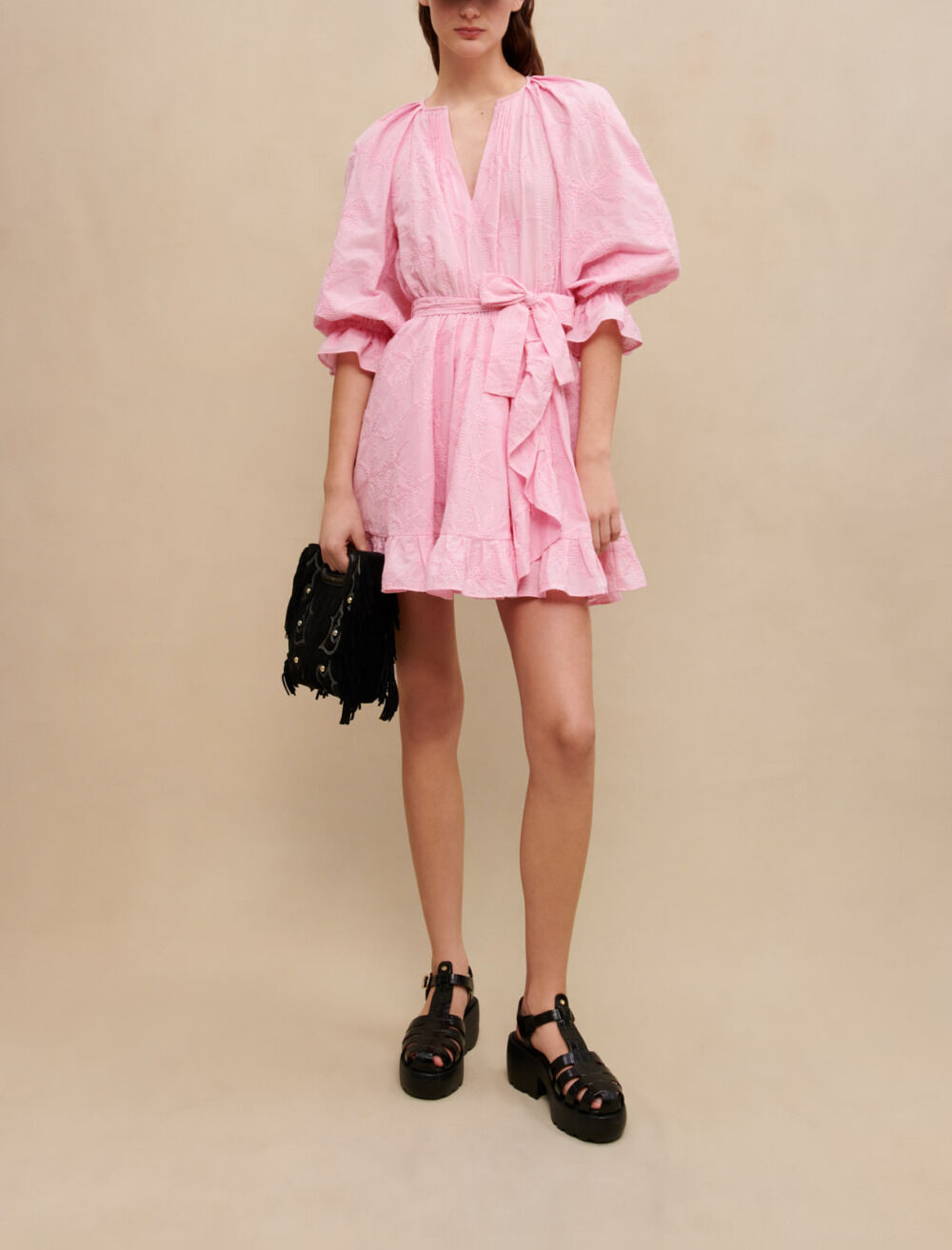 Ruffled mini dress Pink For Women Maje