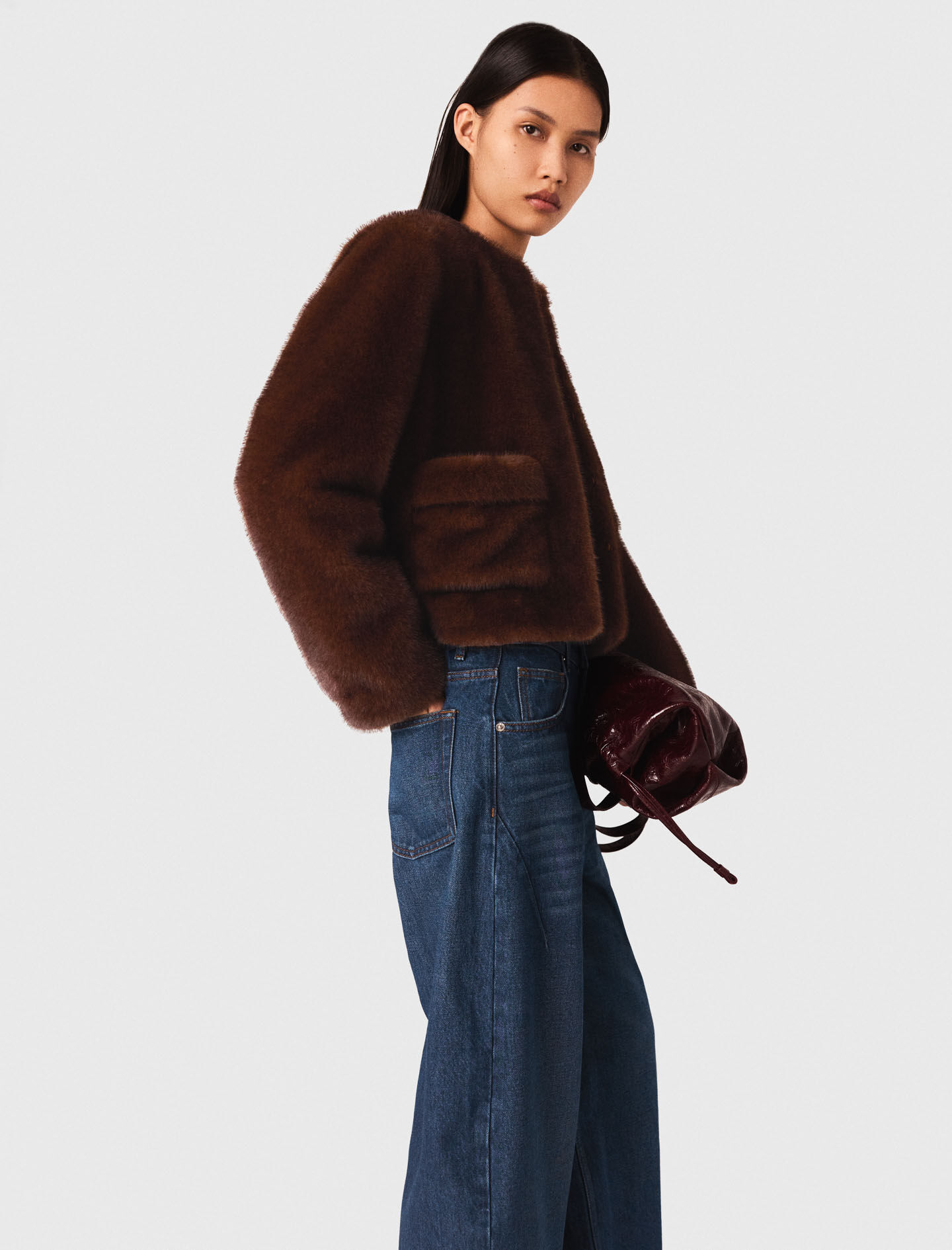 Short faux fur coat Brown For Women | Maje