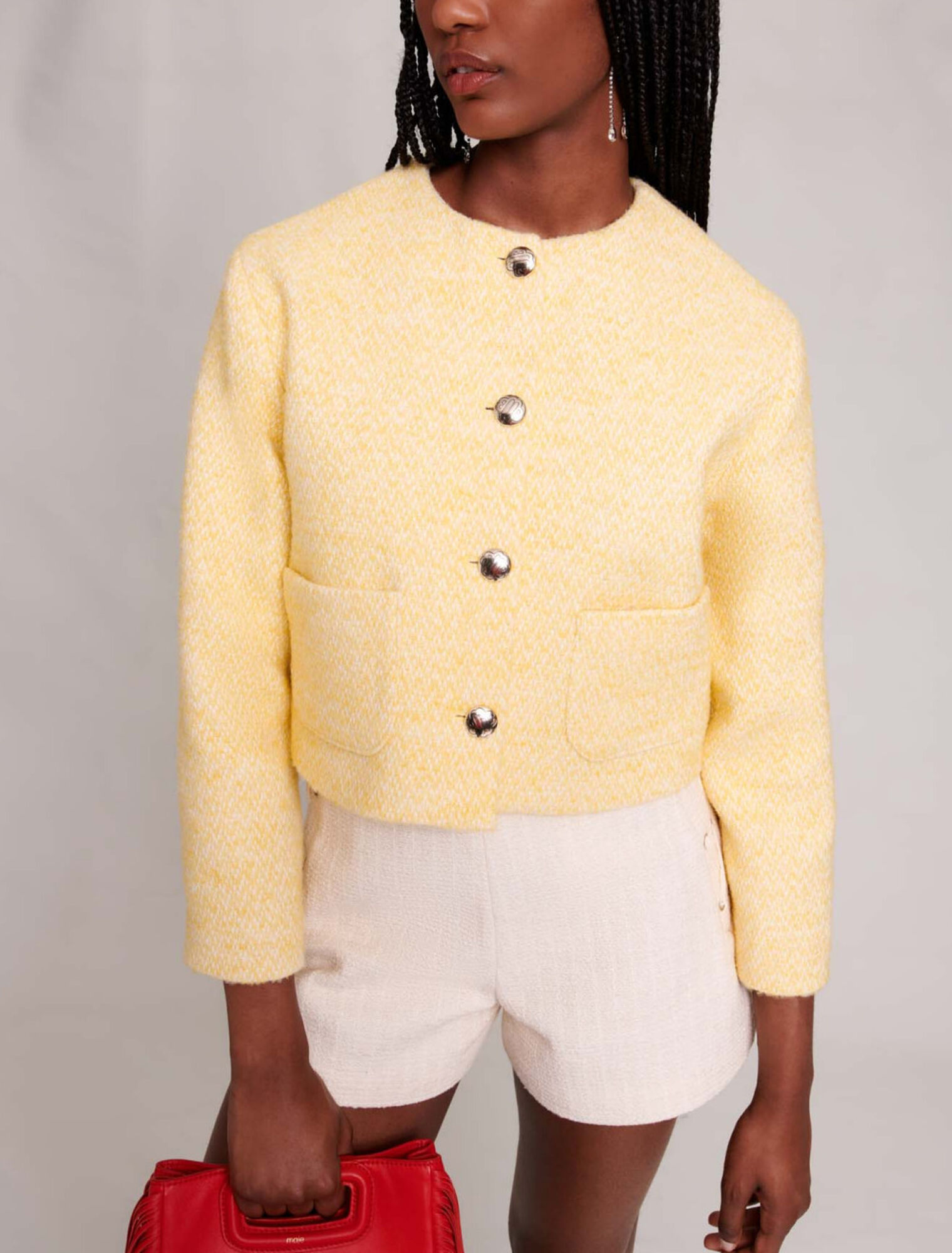 Cropped jacket in tweed
