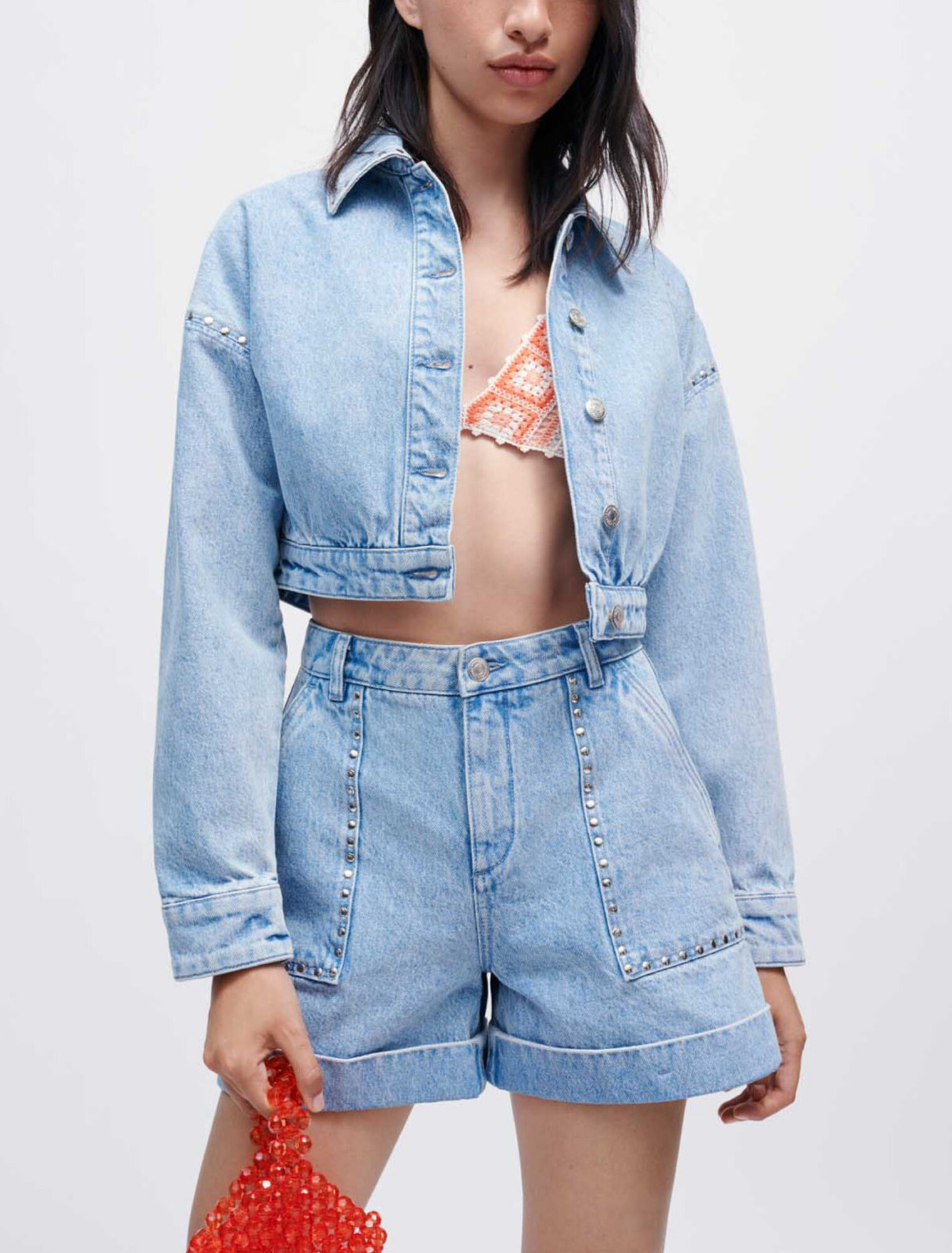 Denim jacket with studs