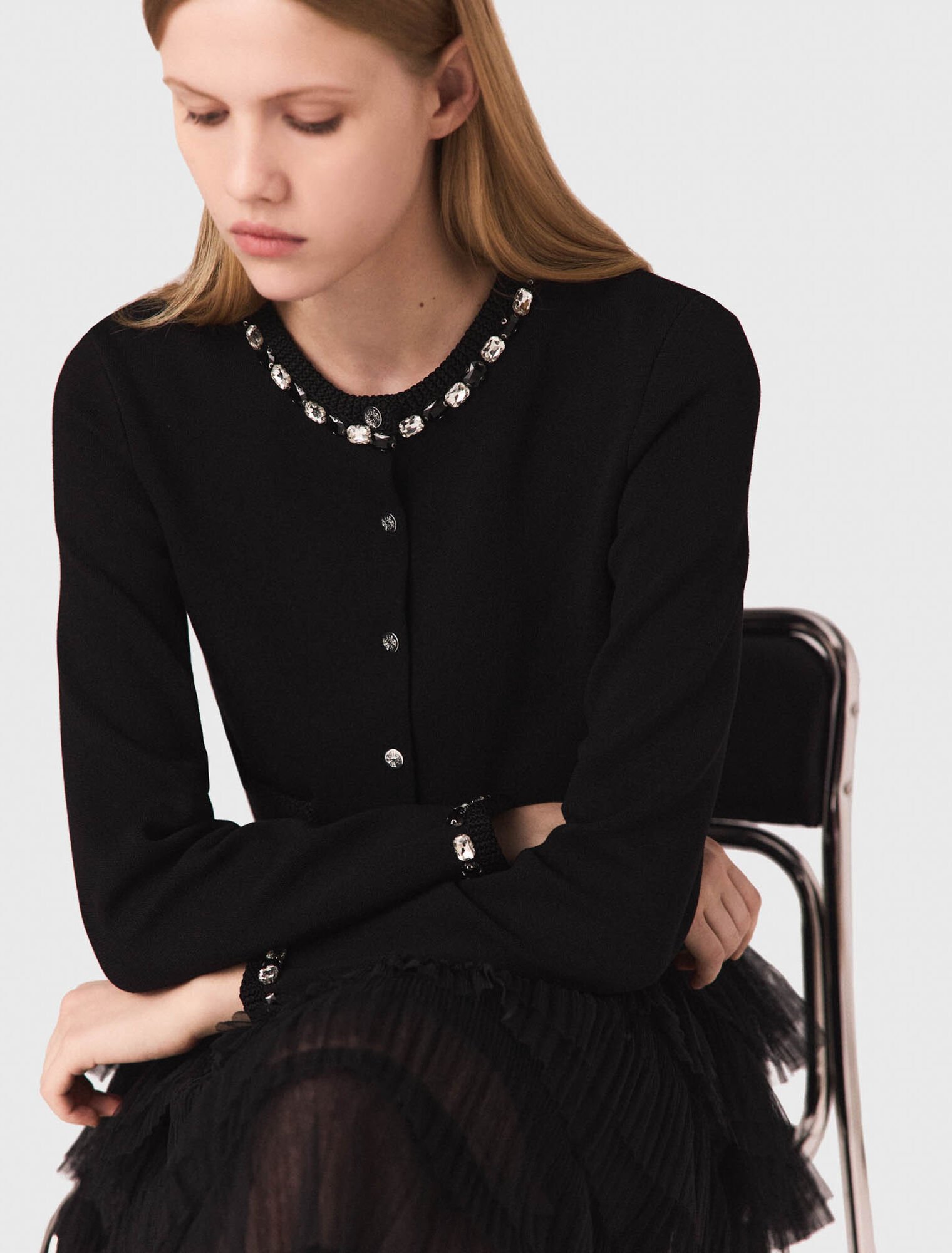 Cropped jewellery detail cardigan Cropped jewellery detail cardigan