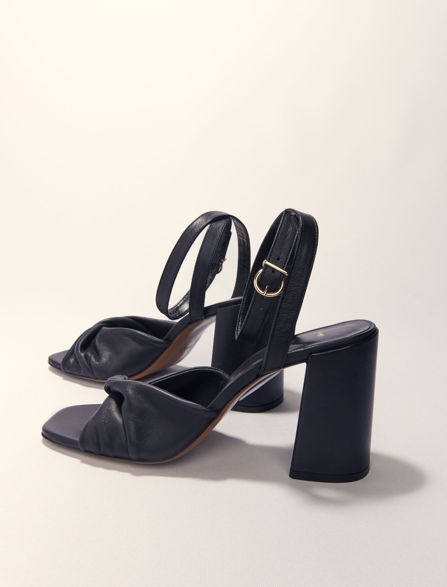 Plain leather sandals with heels Black / Gray For Women | Maje