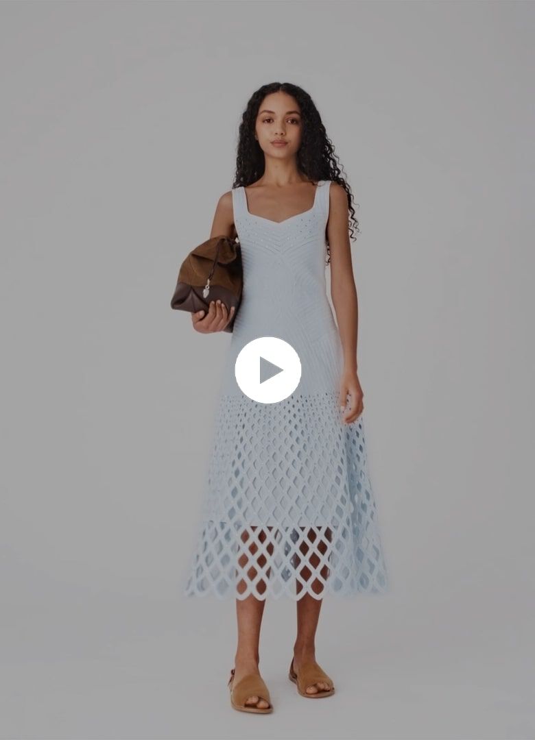 Crochet dress with removable lining Blue For Women | Maje