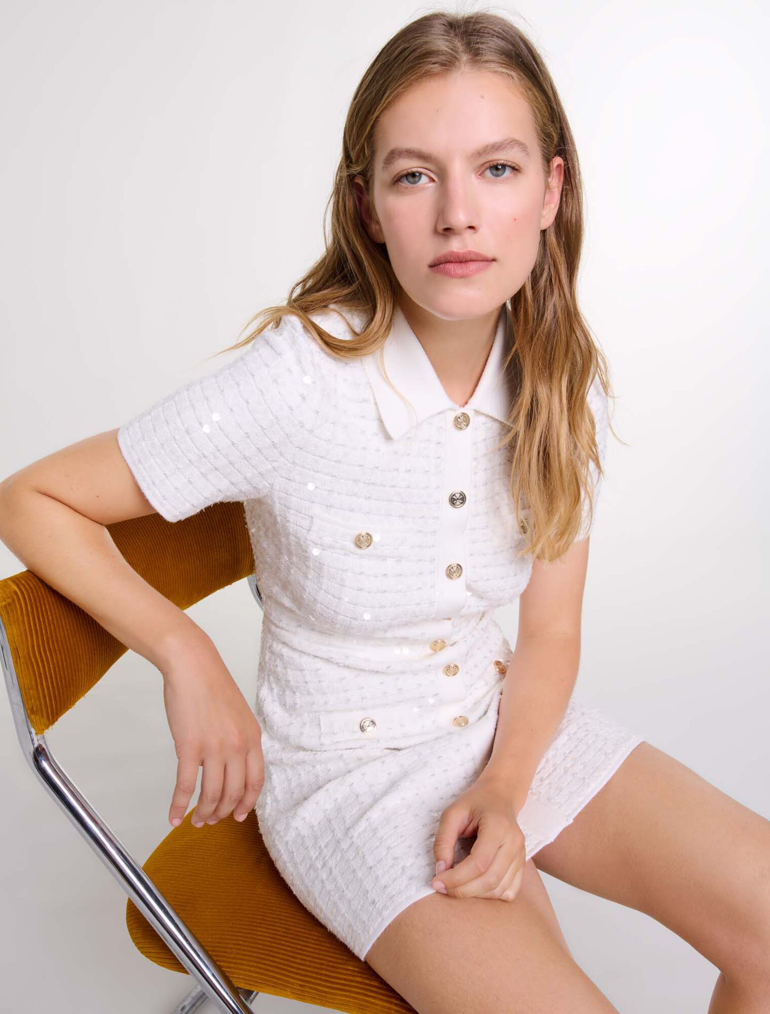 Sequin knit short dress