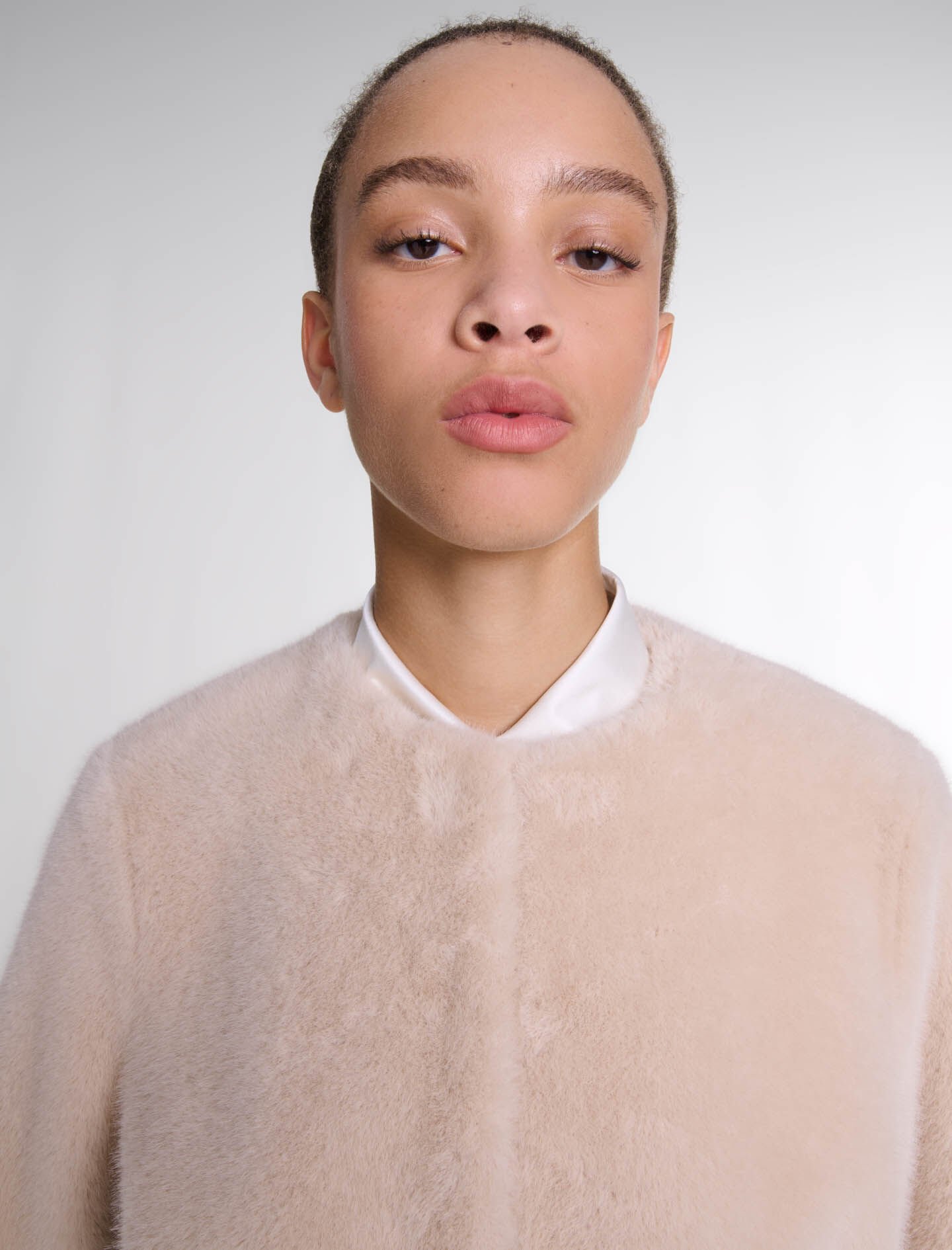 Cropped faux fur jacket Natural For Women | Maje Cropped faux fur jacket Natural For Women | Maje