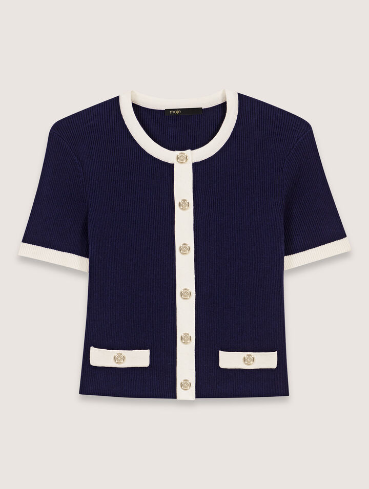 Cropped short sleeve cardigan
