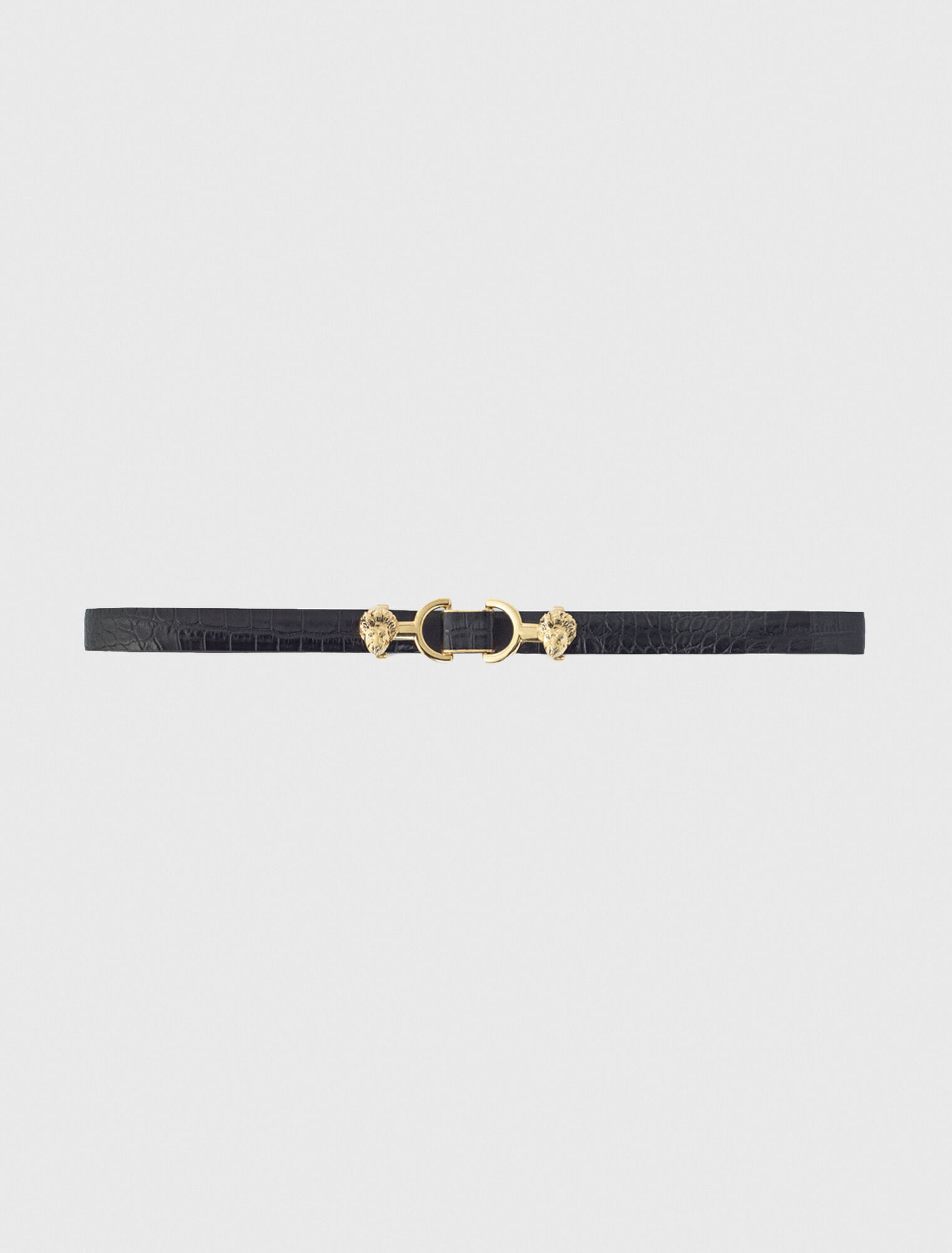 Thin leather belt with lion bit