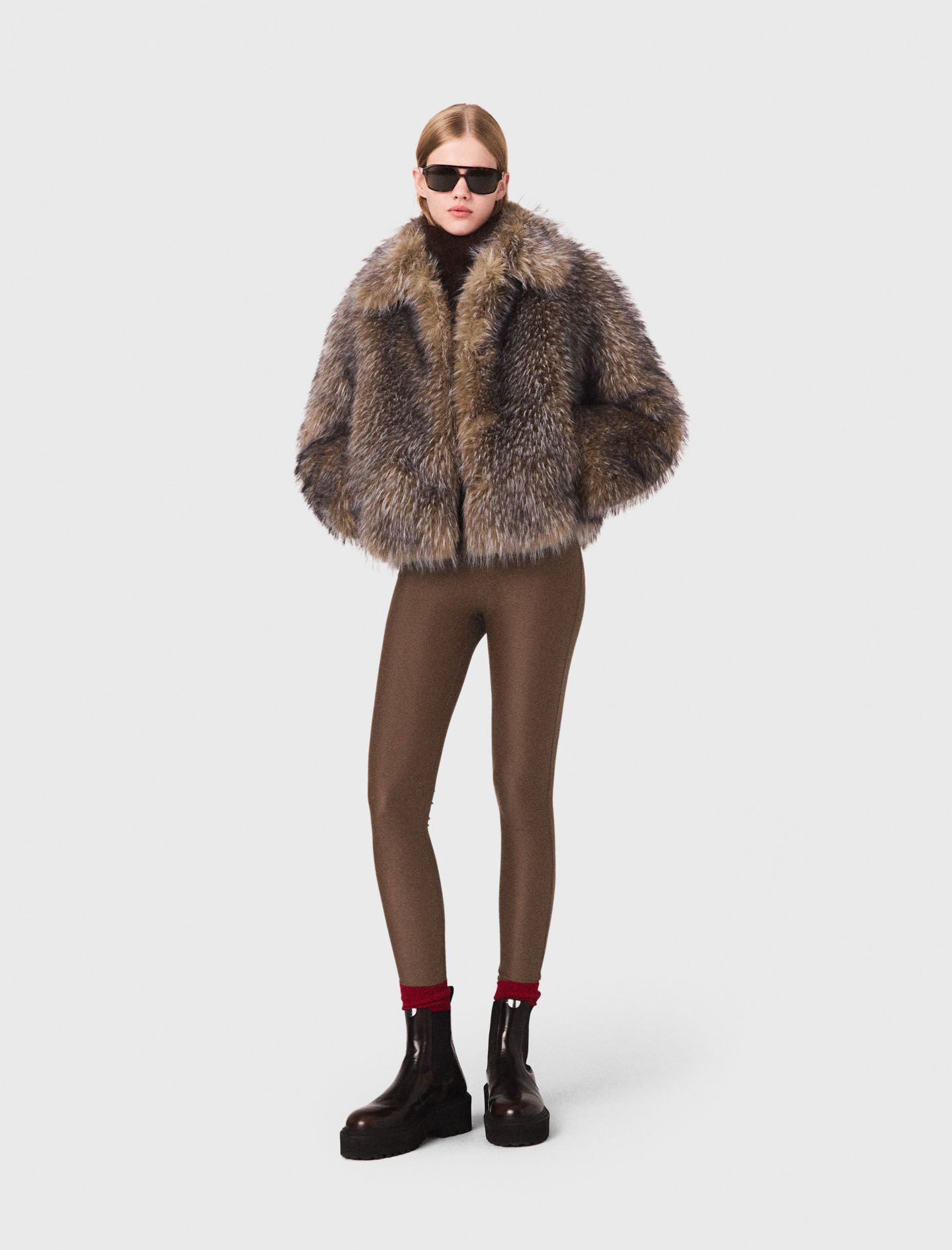 Short faux fur coat Brown For Women | Maje