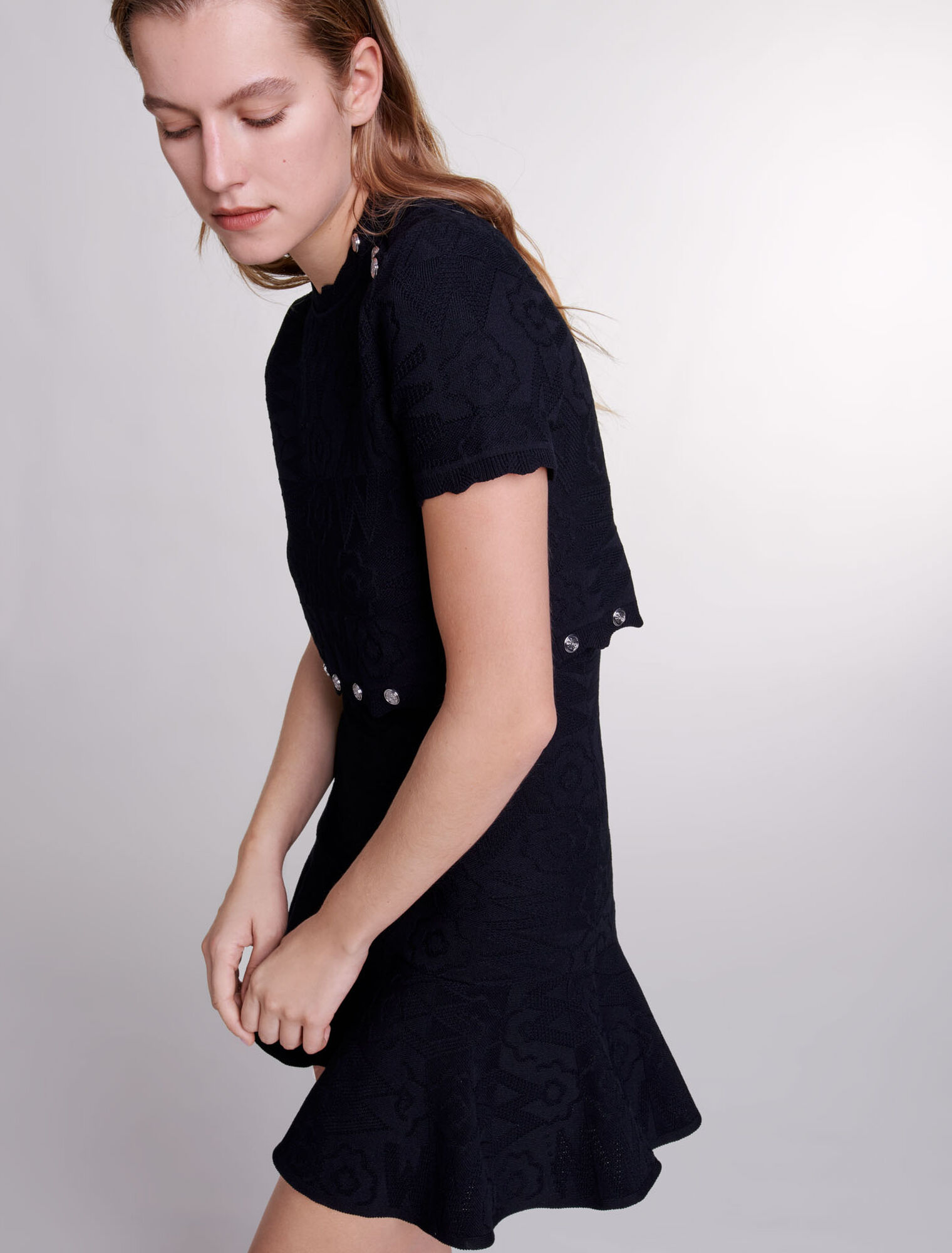 Trompe l'œil knit mini dress