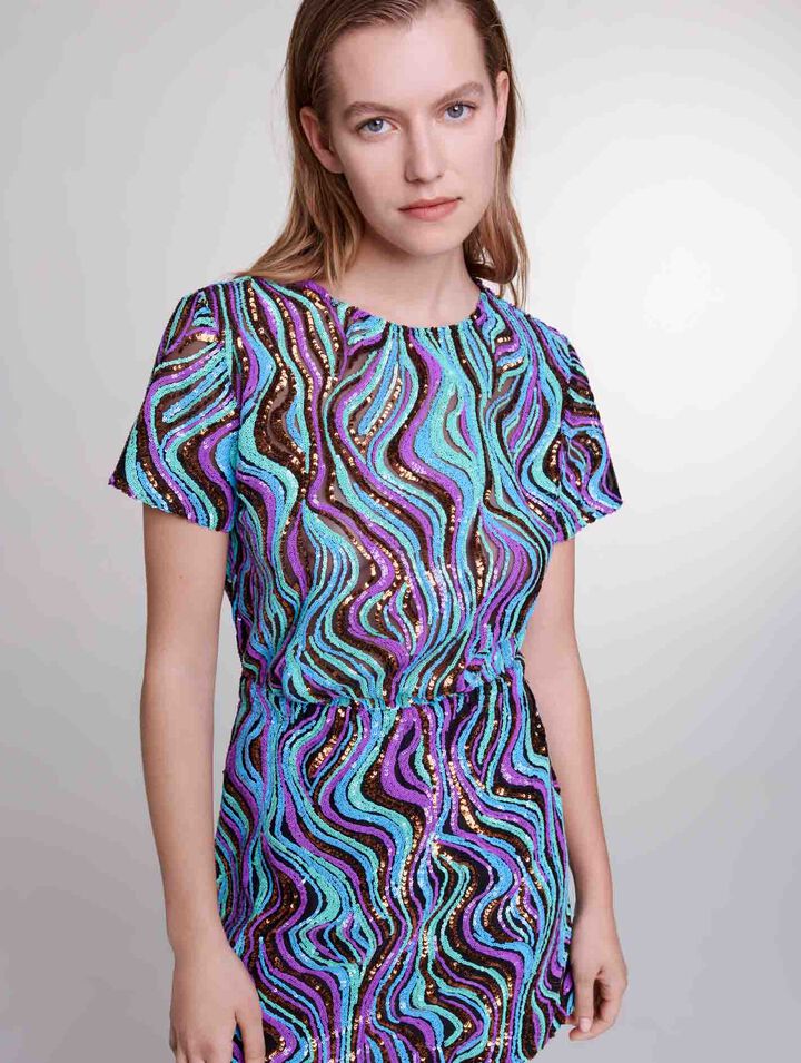 Trompe l'œil sequin mini dress