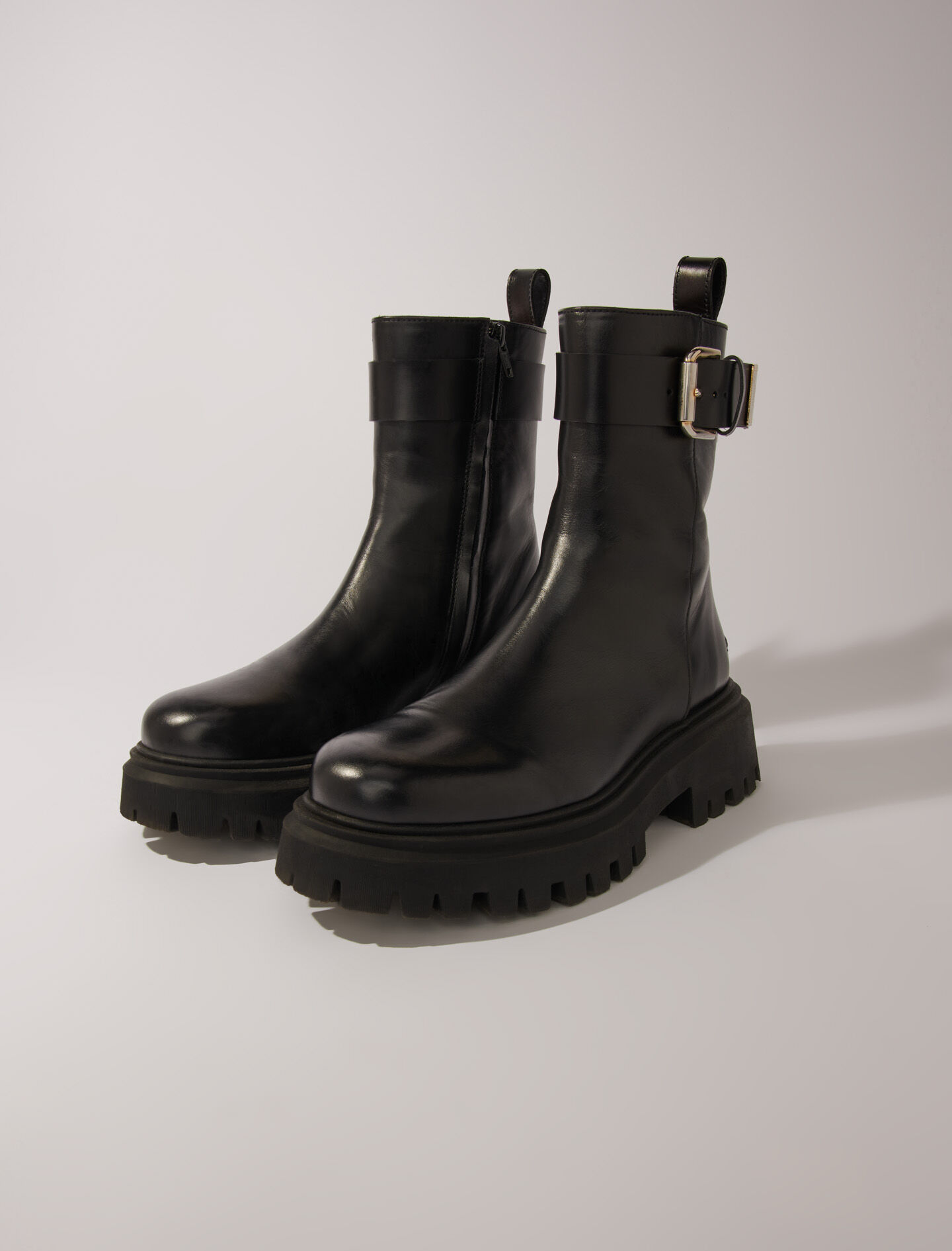 Womens leather boots with buckles on sale