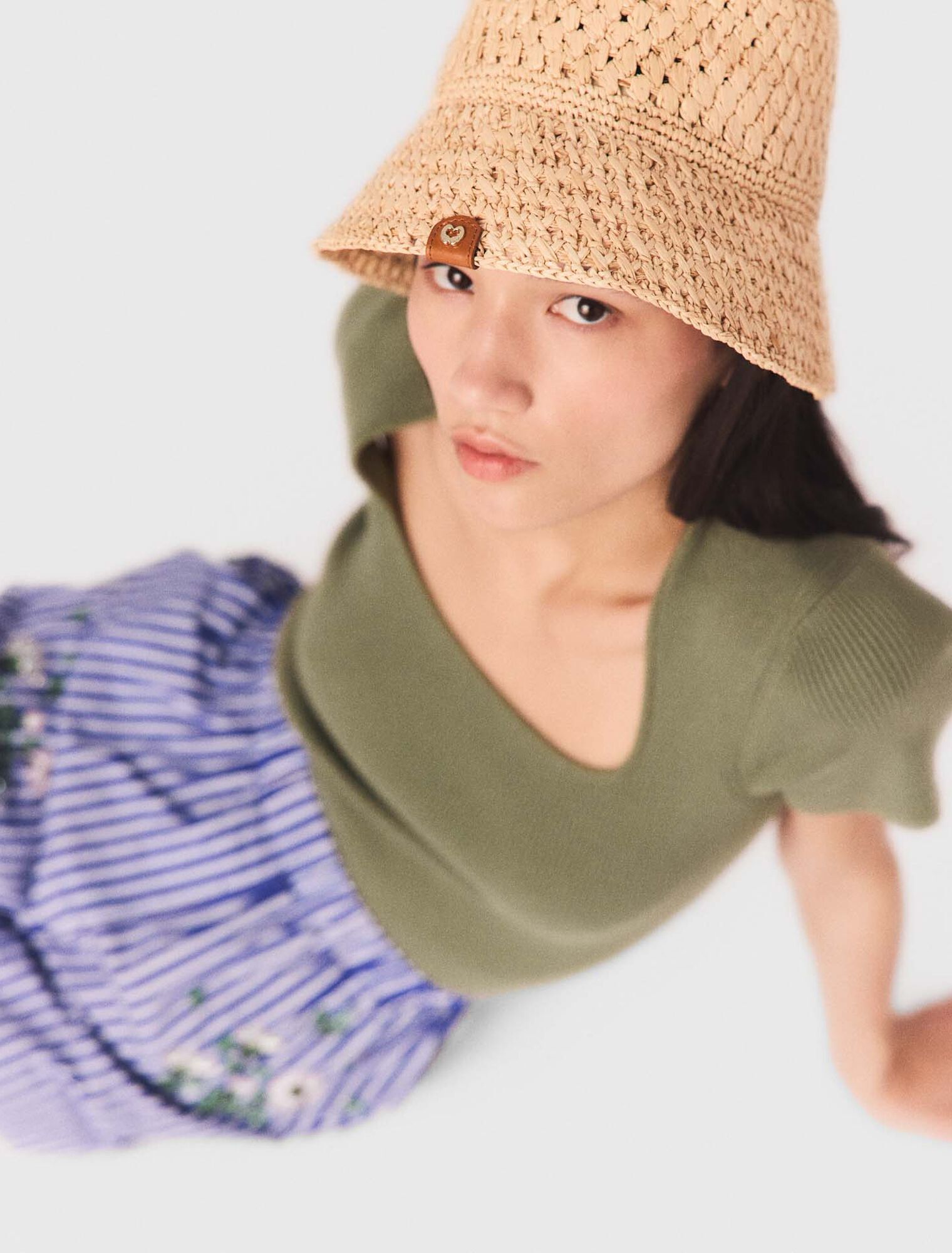 Crochet raffia bucket hat Natural For Women | Maje