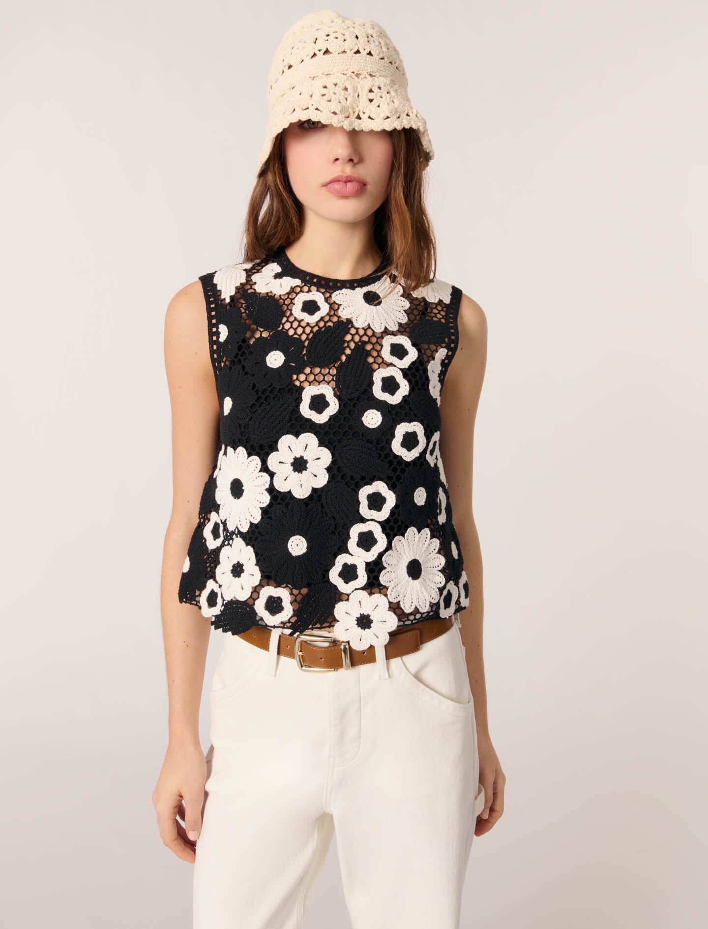 Floral crochet top Bicolor For Women | Maje