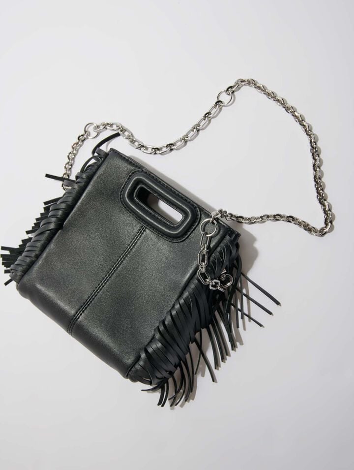 M mini leather bag with fringes