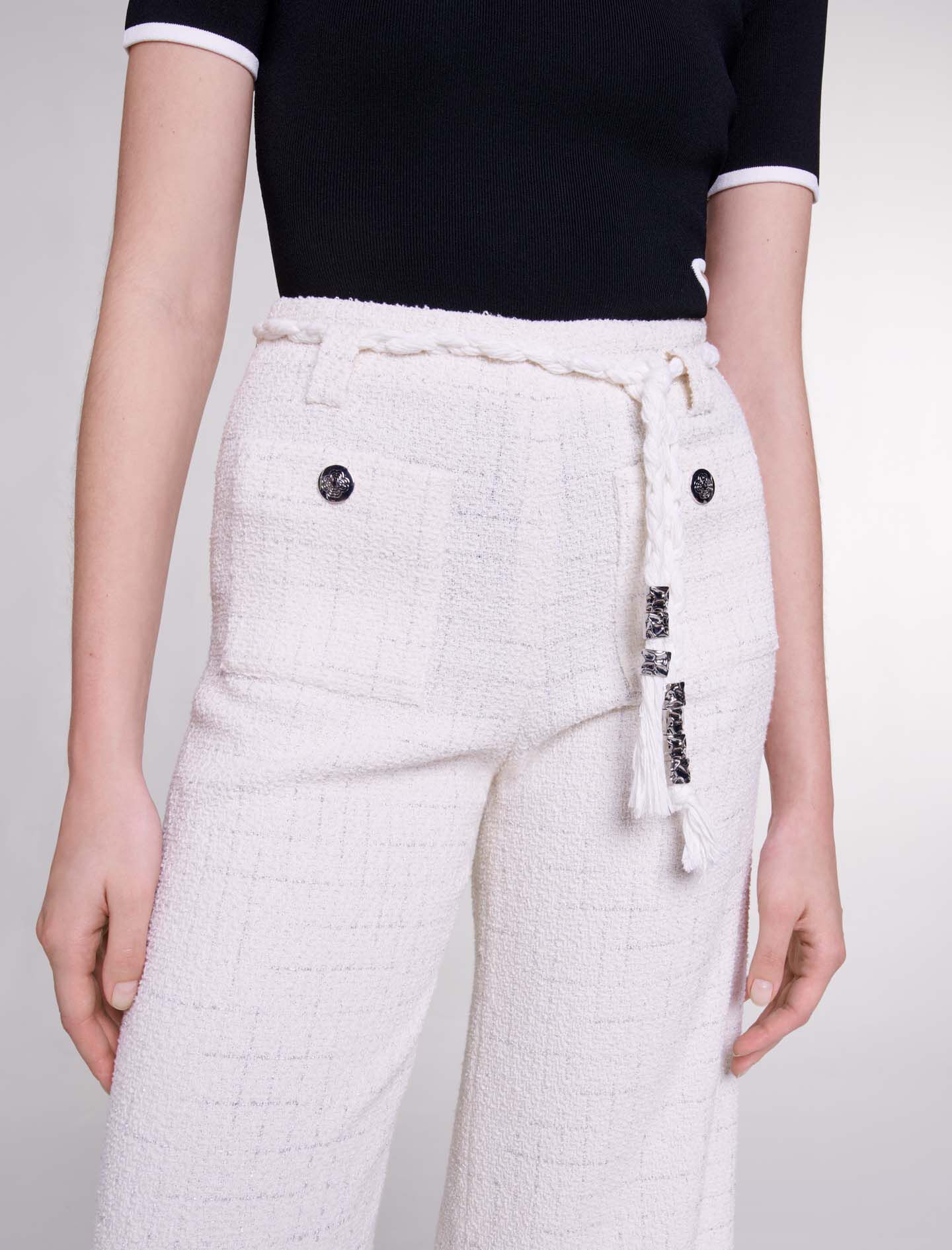 Metallic thread tweed trousers Metallic thread tweed trousers