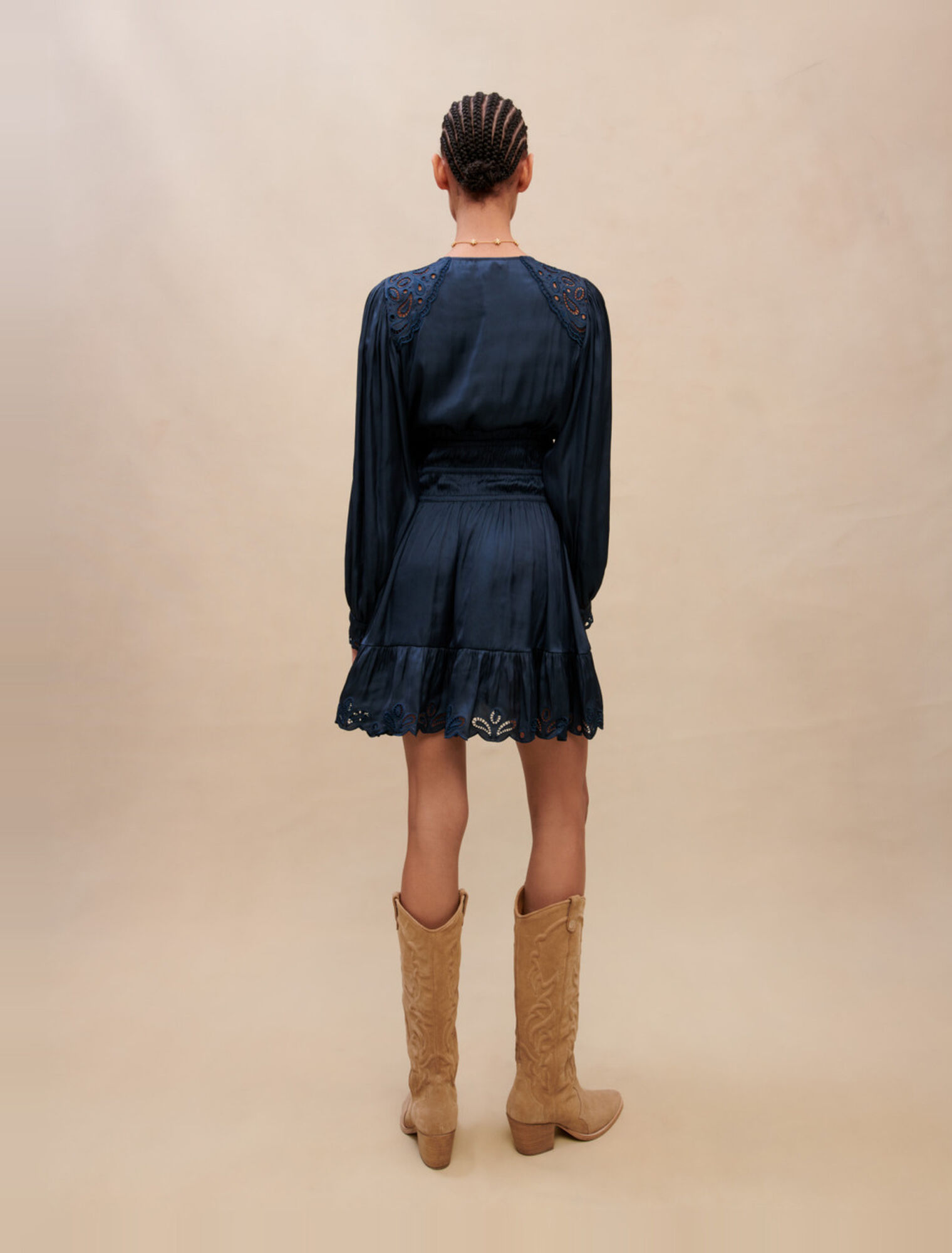 Embroidered smocked dress