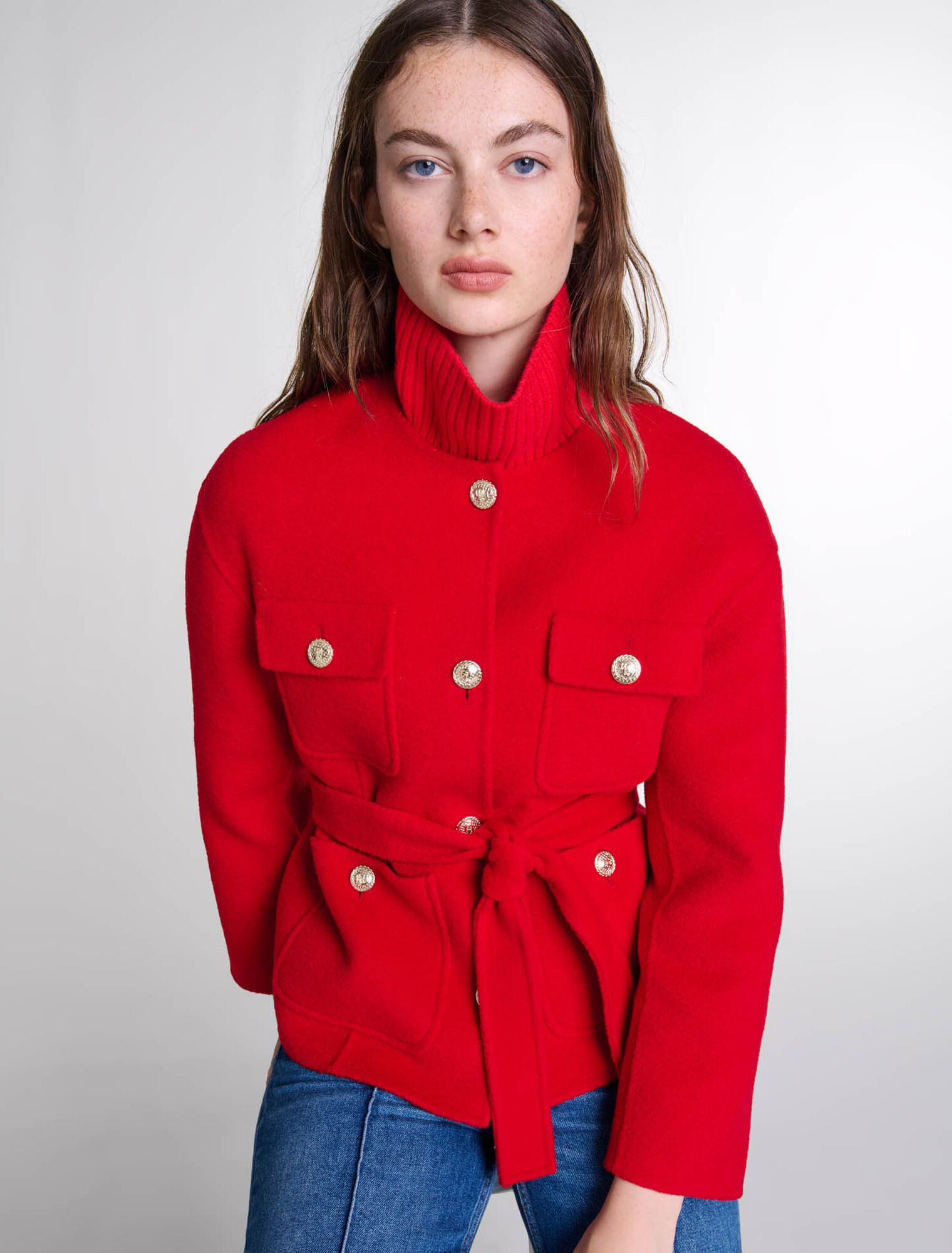 Belted double-faced jacket