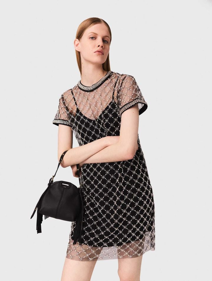 Mini embroidered tulle dress