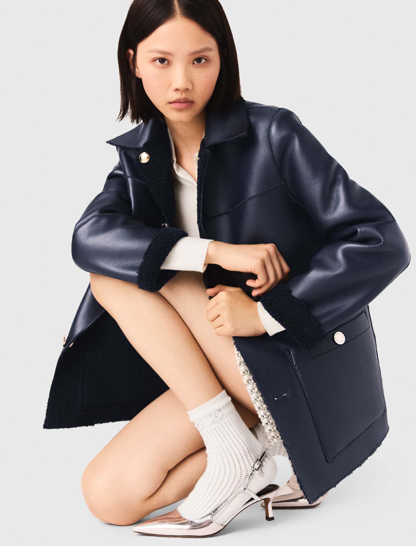 Reversible faux shearling Blue For Women | Maje