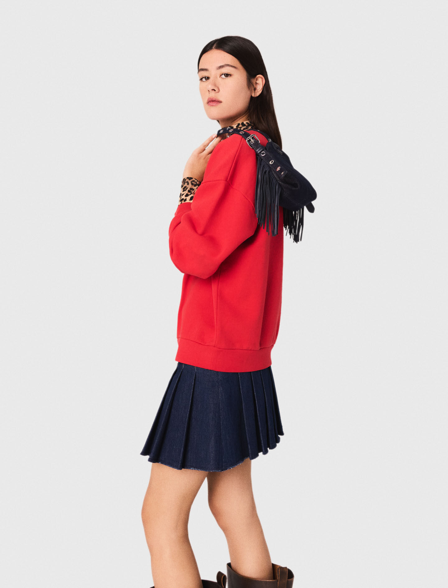 ♡m♡ PARIS NY lettering sweatshirt Red For Women | Maje