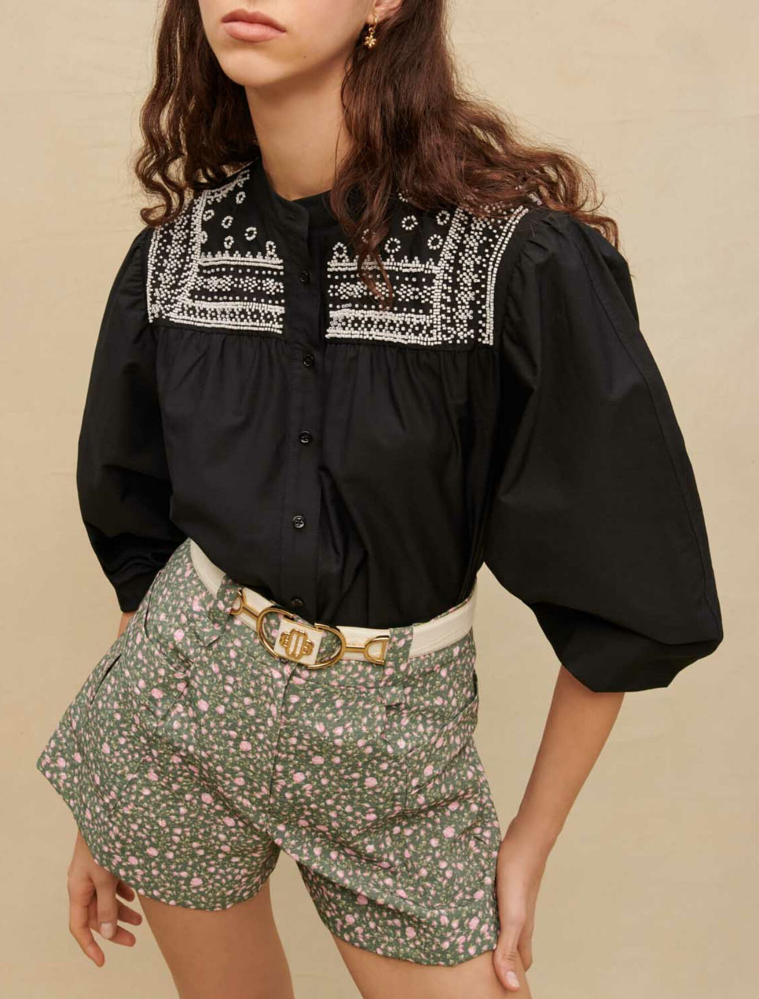 Rosebud-print shorts
