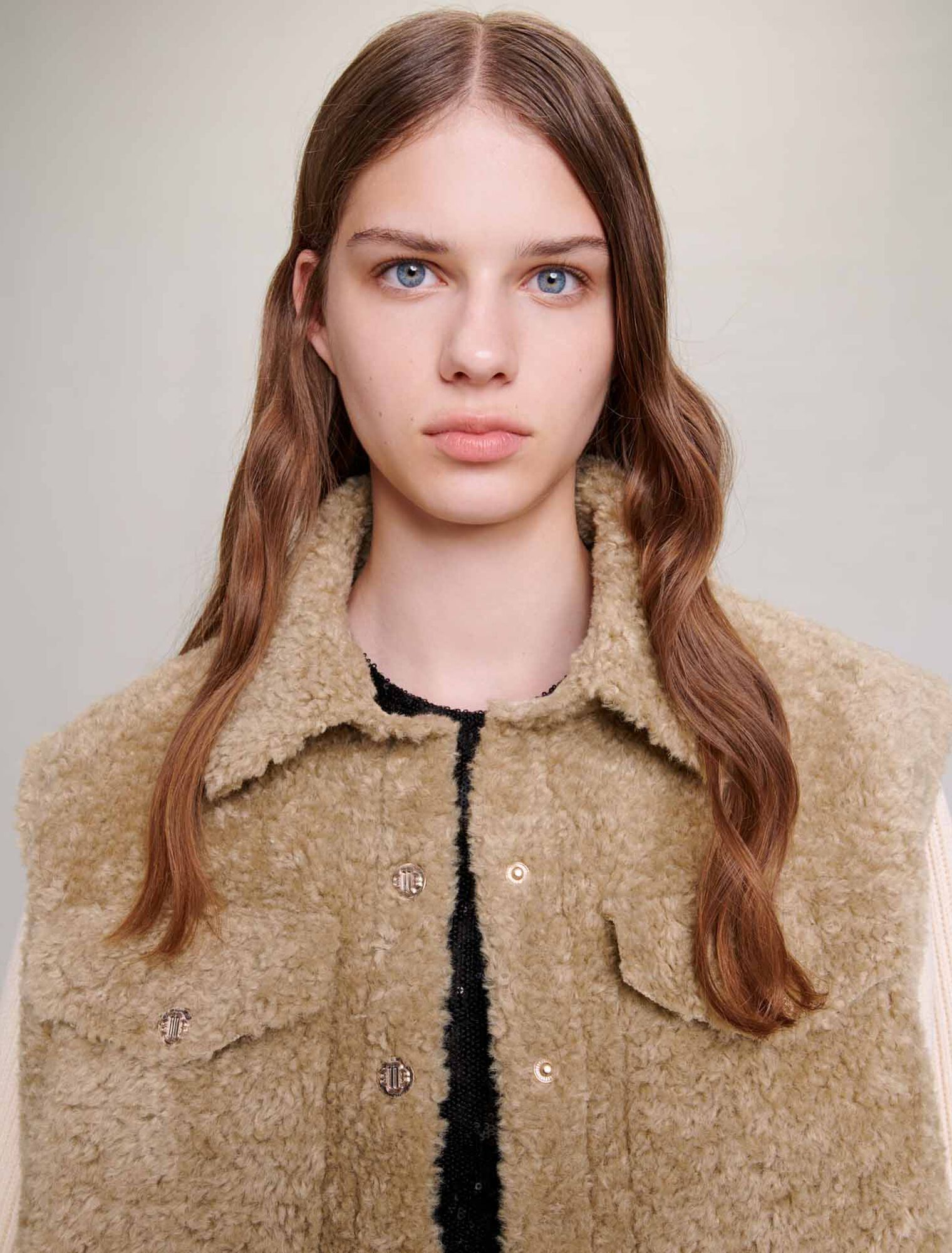 Faux fur and knit jacket