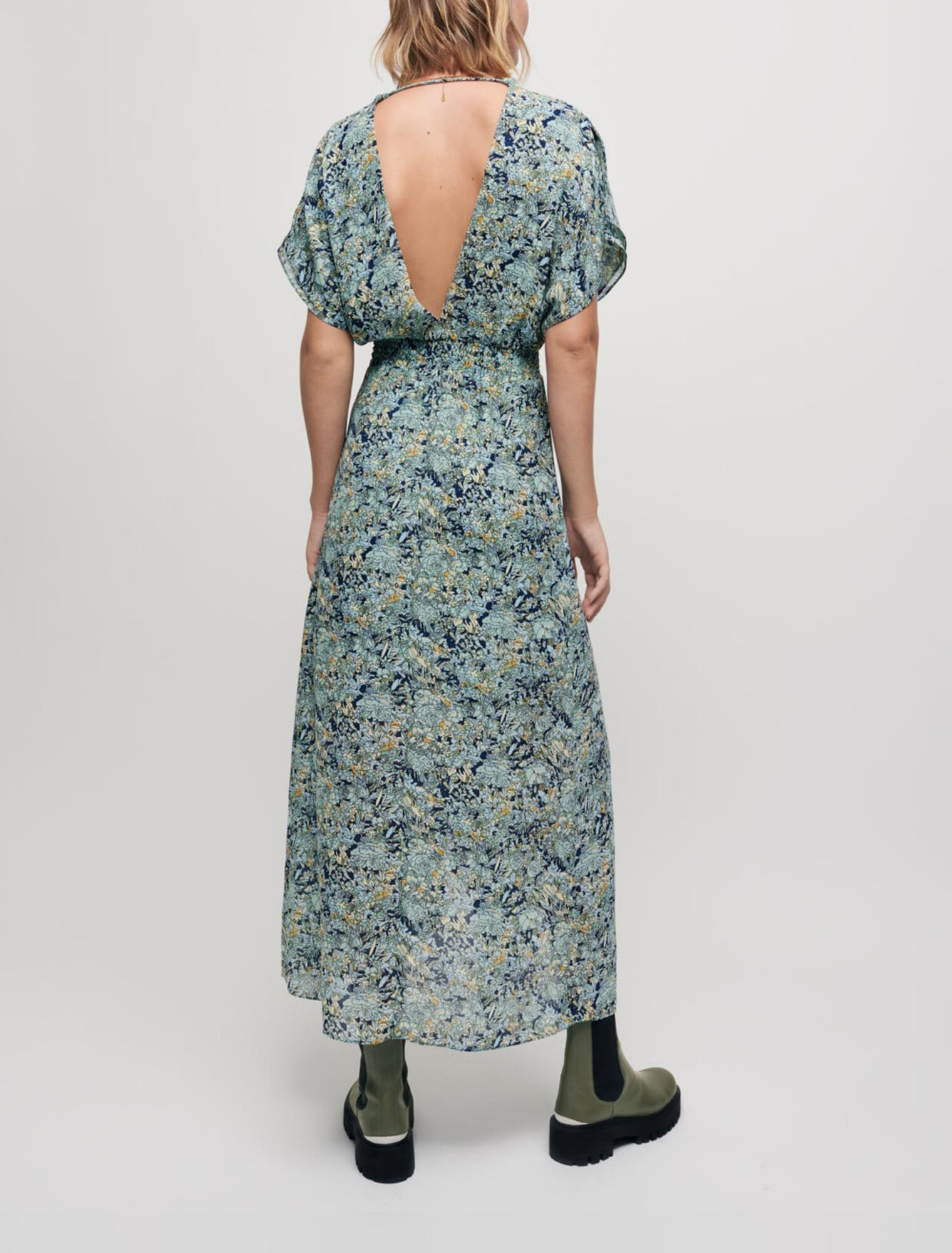 Printed chiffon scarf dress
