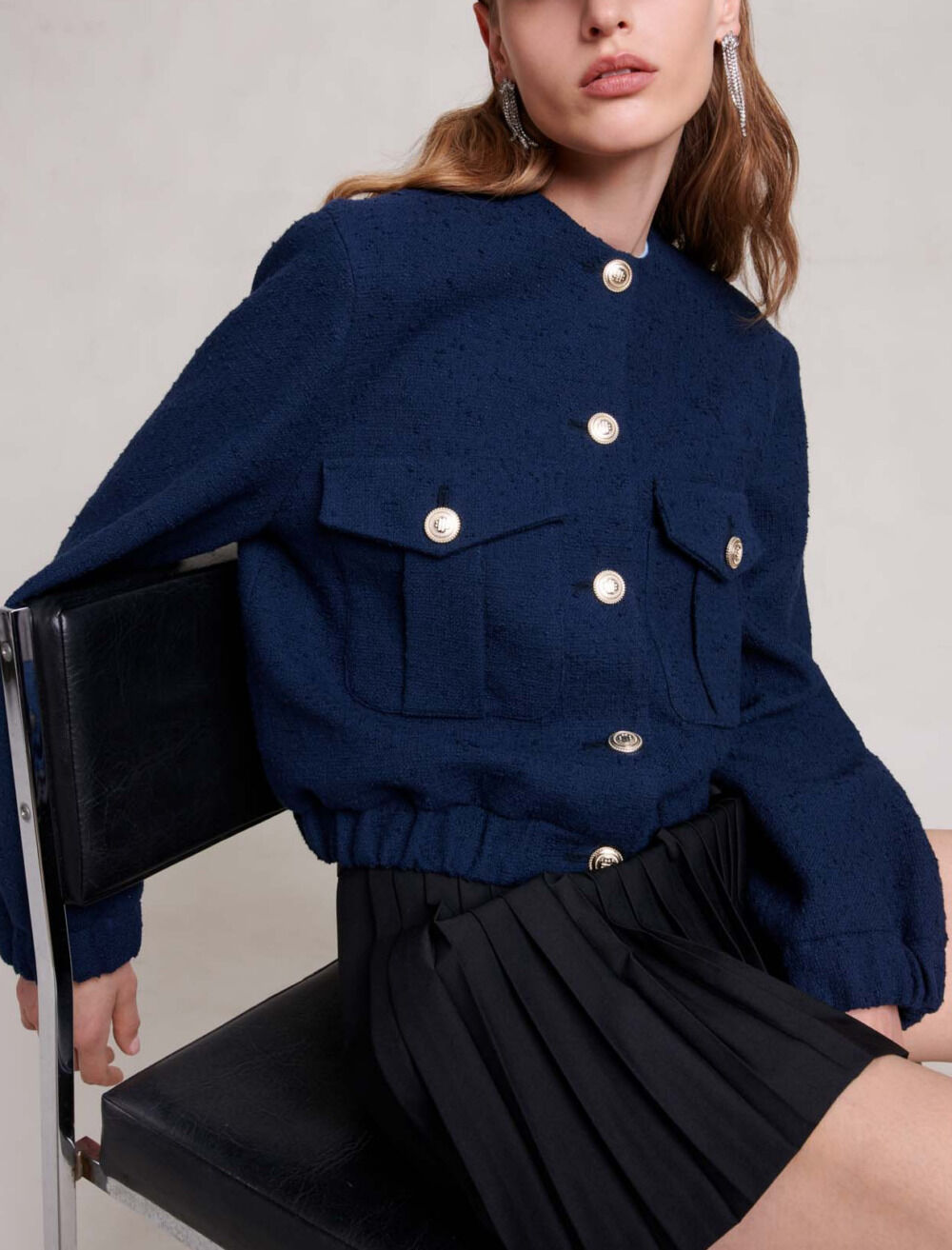 Short bomber jacket Blue For Women | Maje