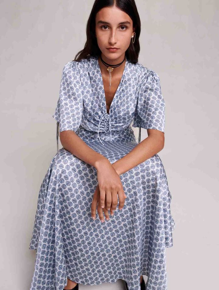Long asymmetric satin dress