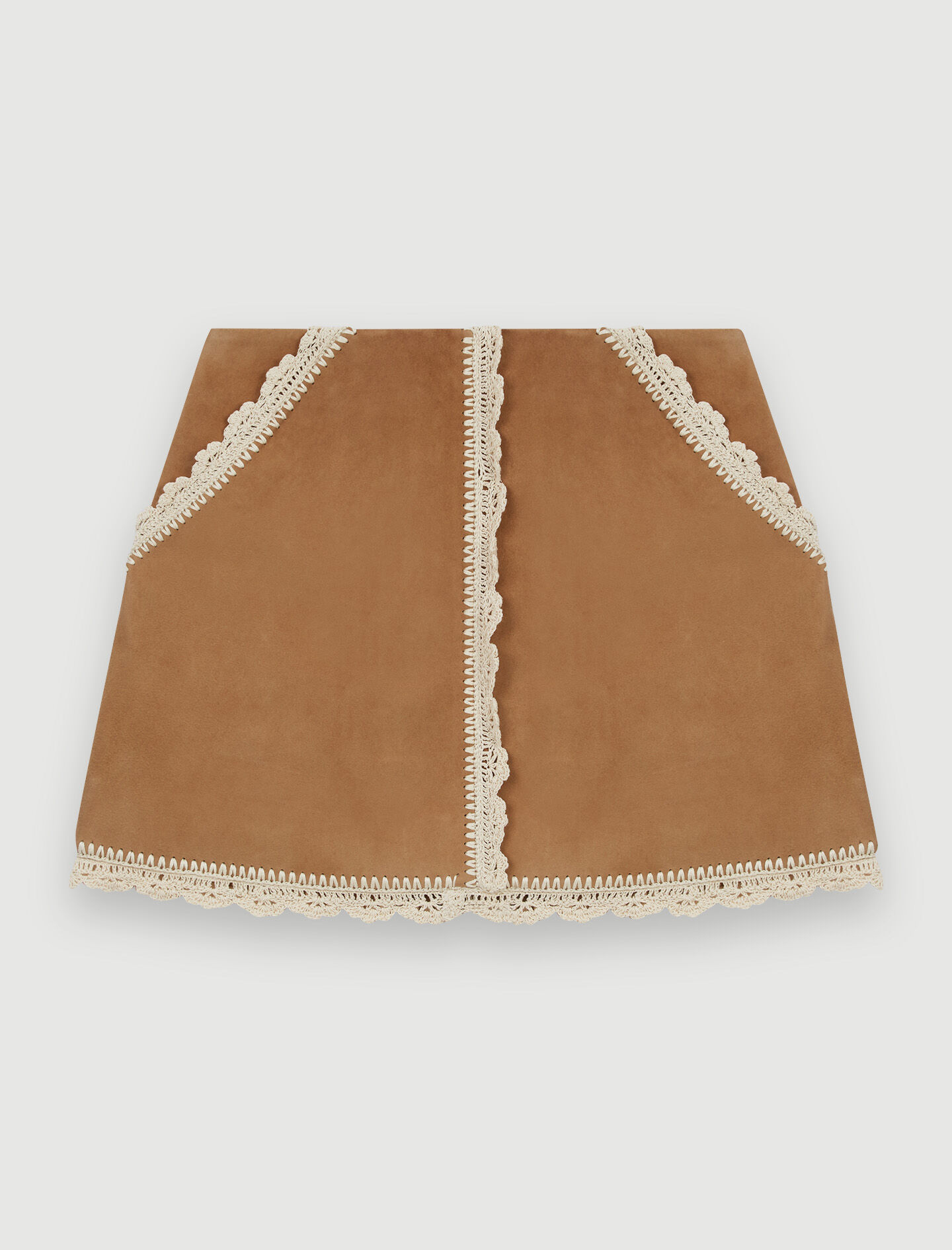 訳あり商品 Suede skirt trim crochet with サロペット・オーバーオール・オールインワン