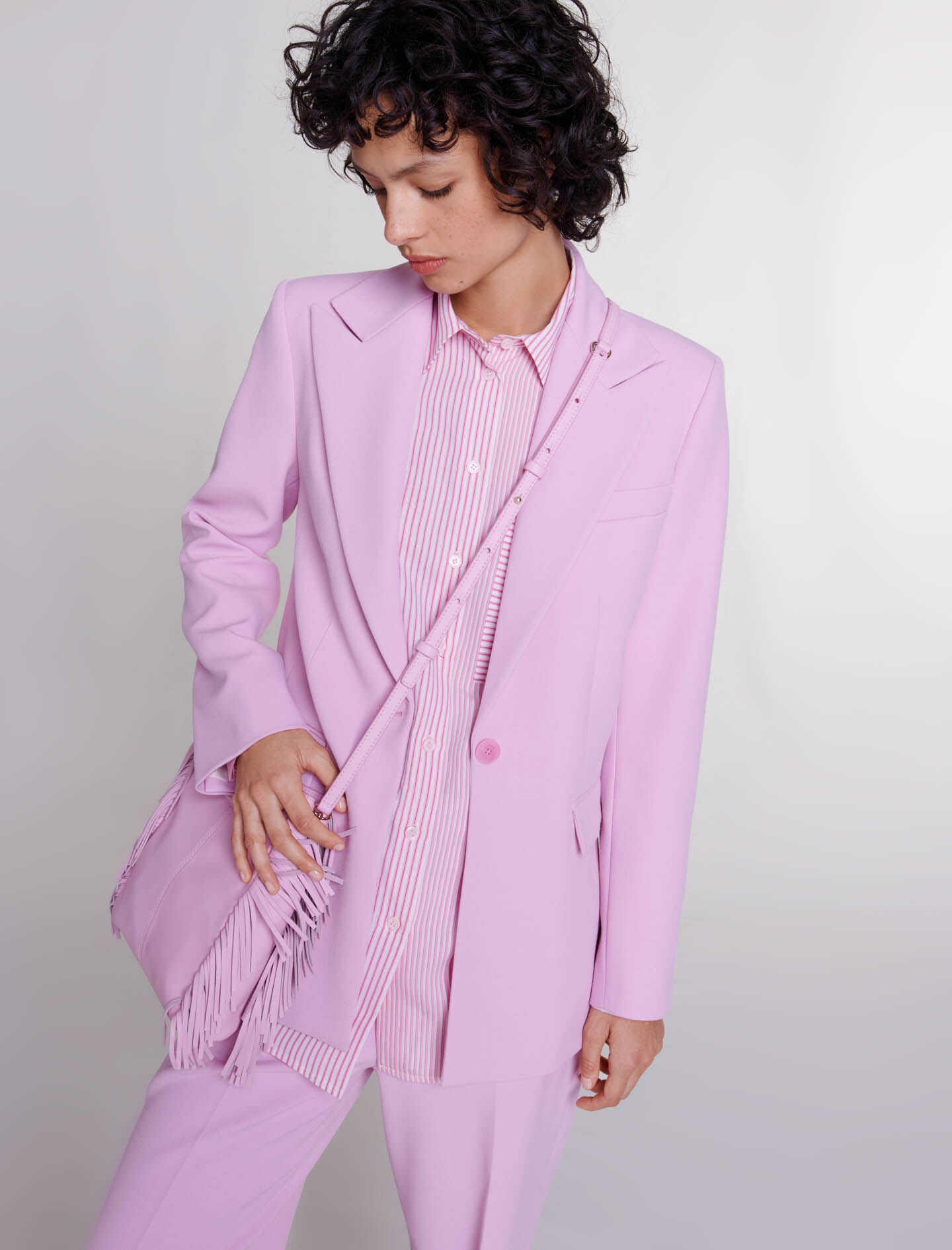 muguet stand collar midi coat（PINK） stand collar midi coat muguet pink