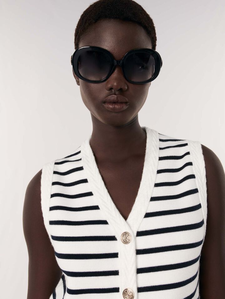 Sleeveless striped cardigan