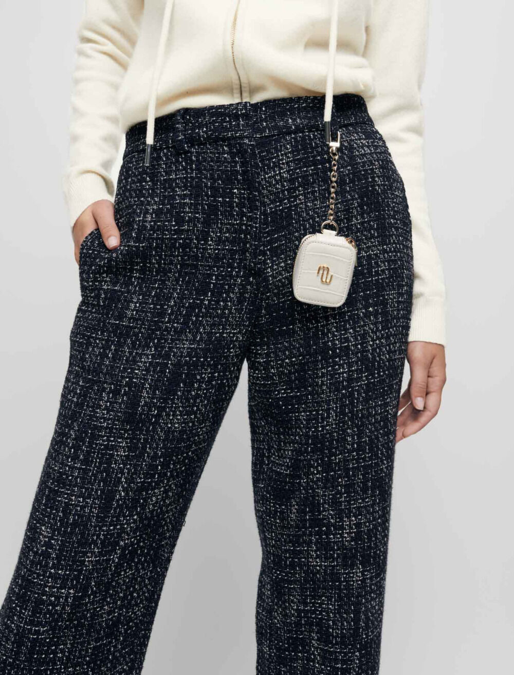 Wide-leg tweed-style trousers