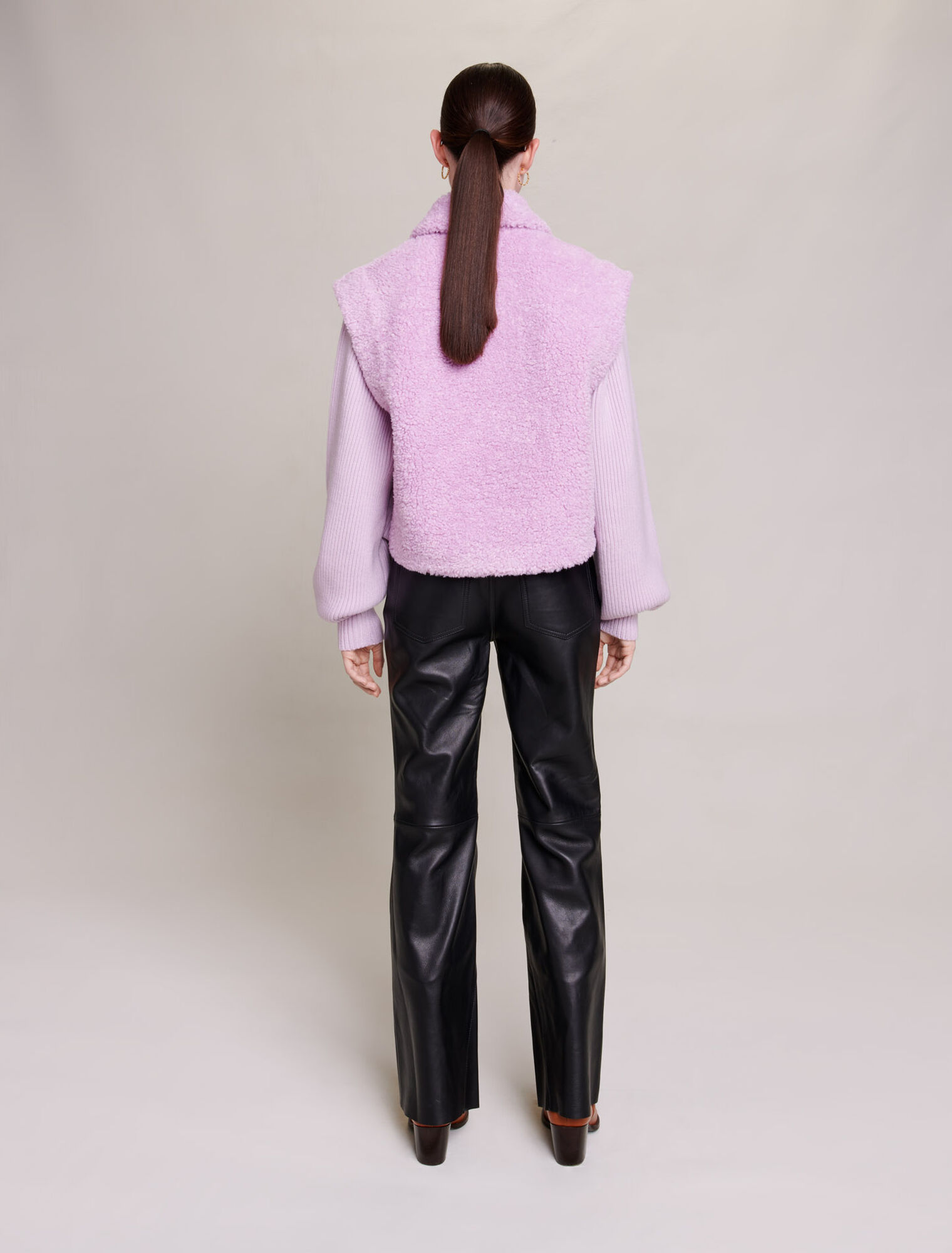 Faux fur and knit jacket