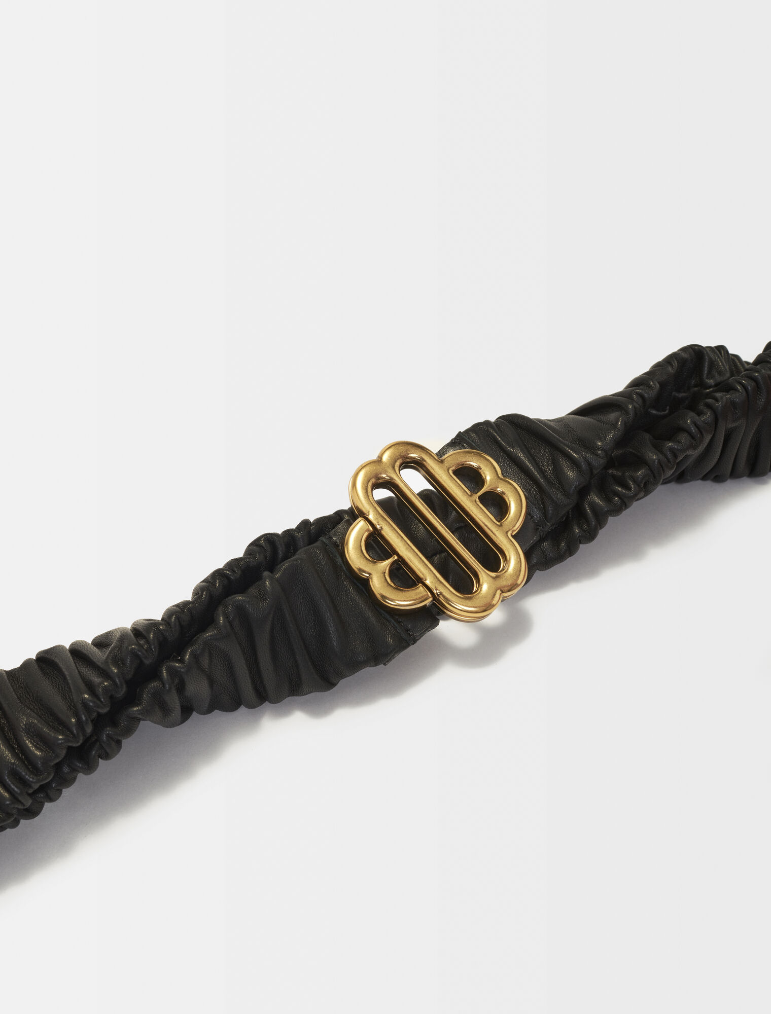 Gathered leather belt with Clover logo