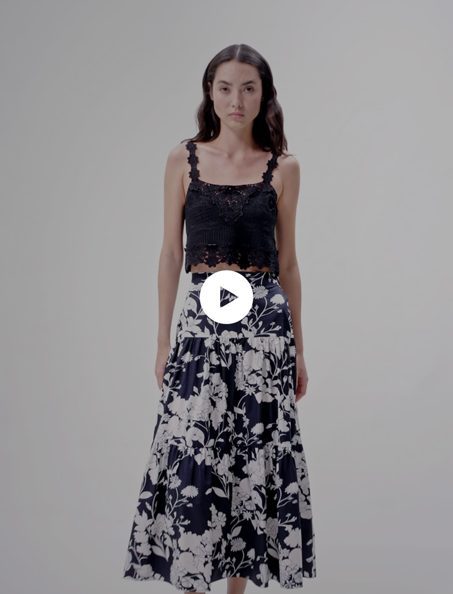Gray floral maxi skirt top