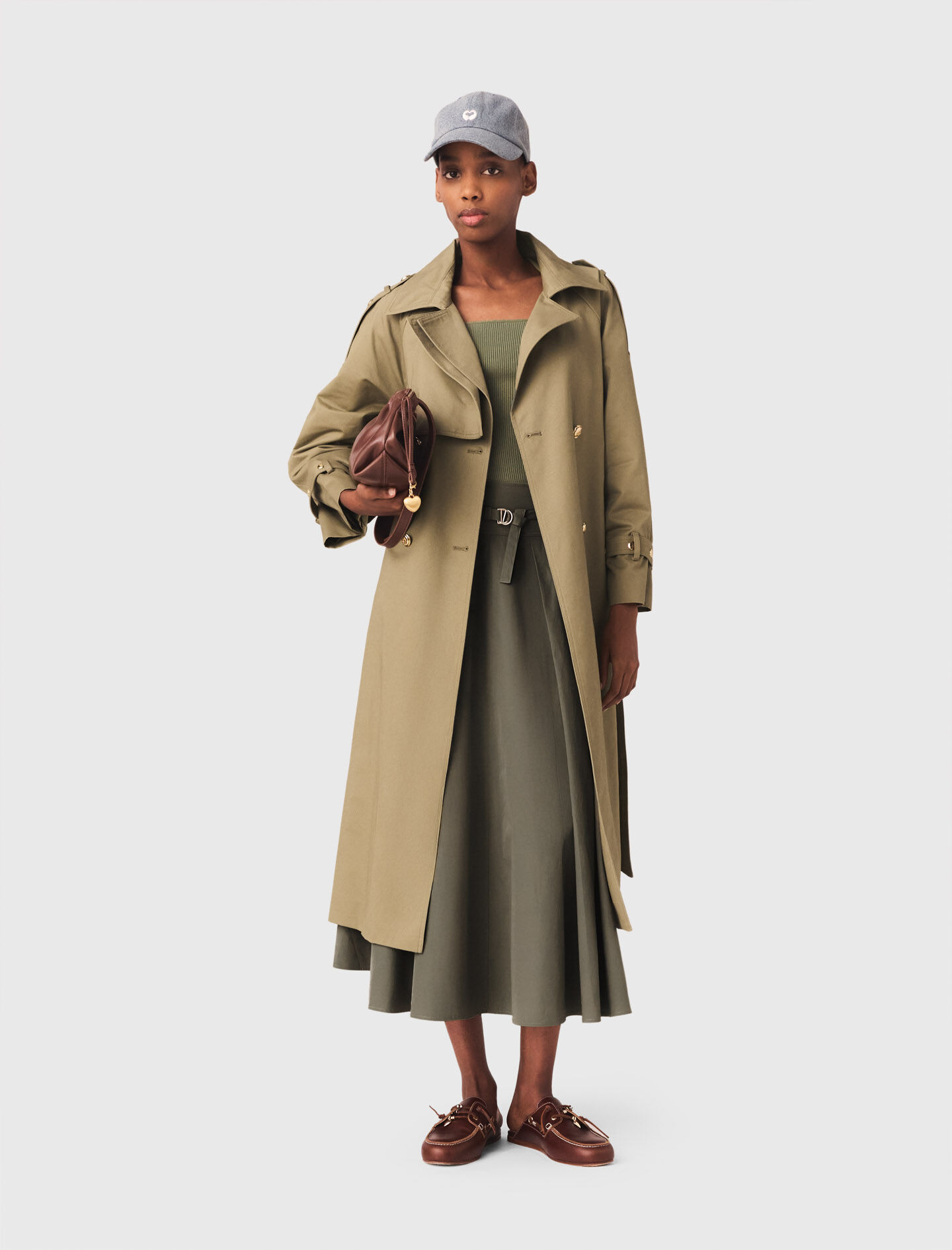 Studded trench coat Brown For Women | Maje
