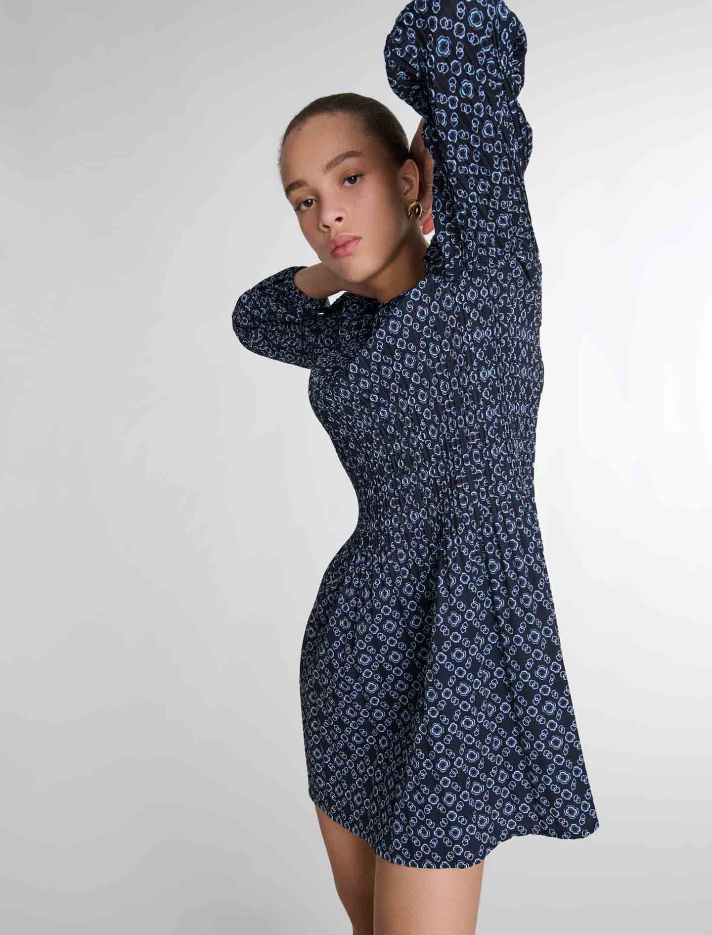 Short Clover motif dress Black / Gray For Women | Maje Short Clover motif dress Black / Gray For Women | Maje