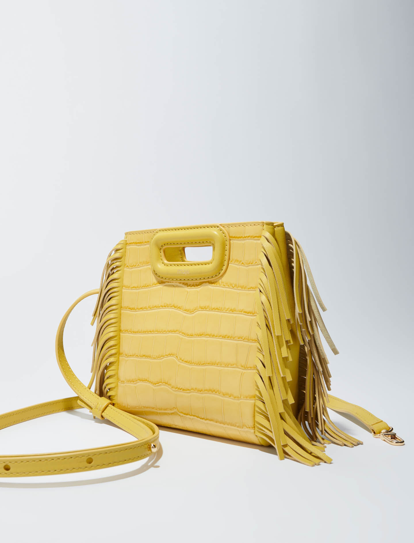 Mini embossed leather M bag with chain