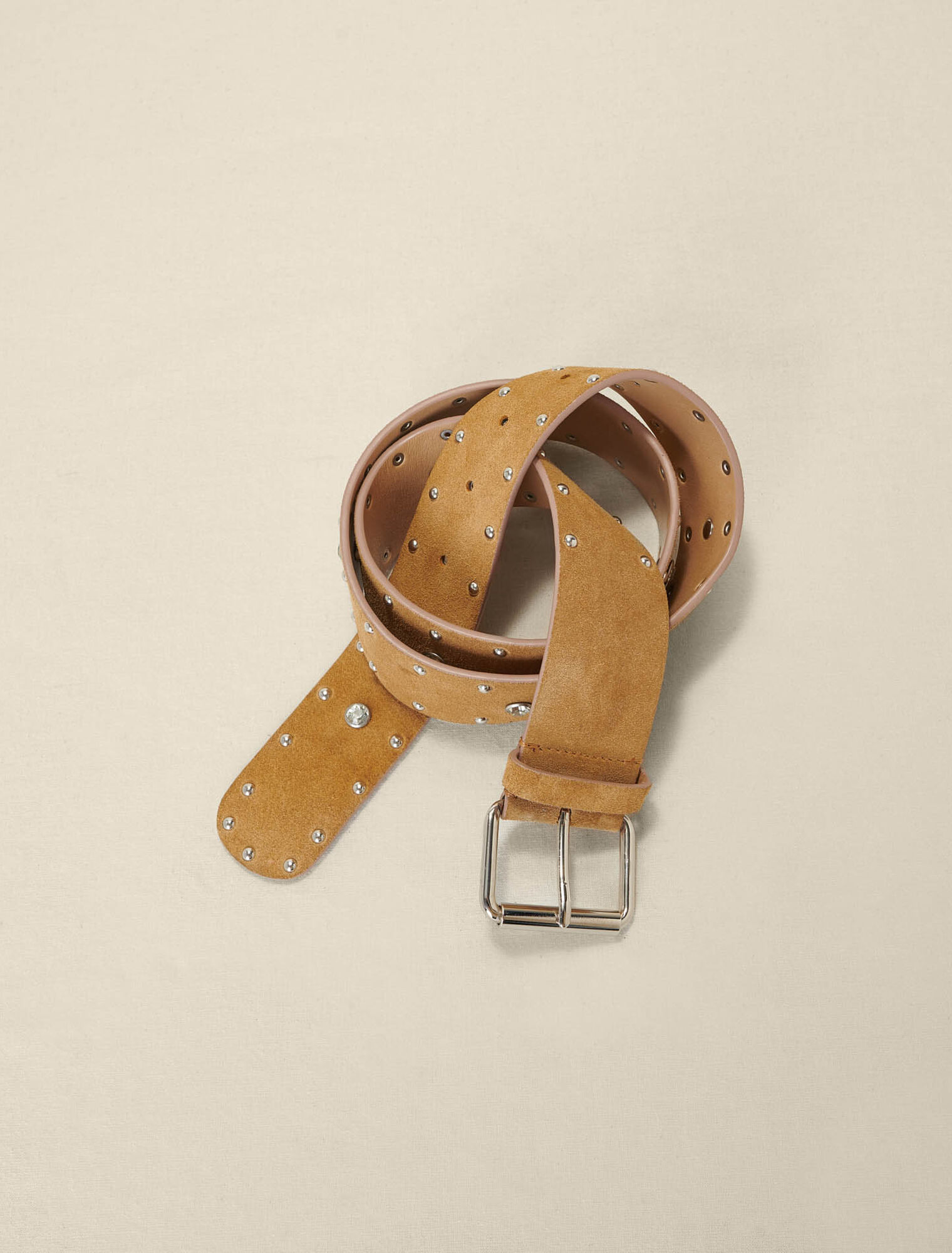 Studded suede leather belt