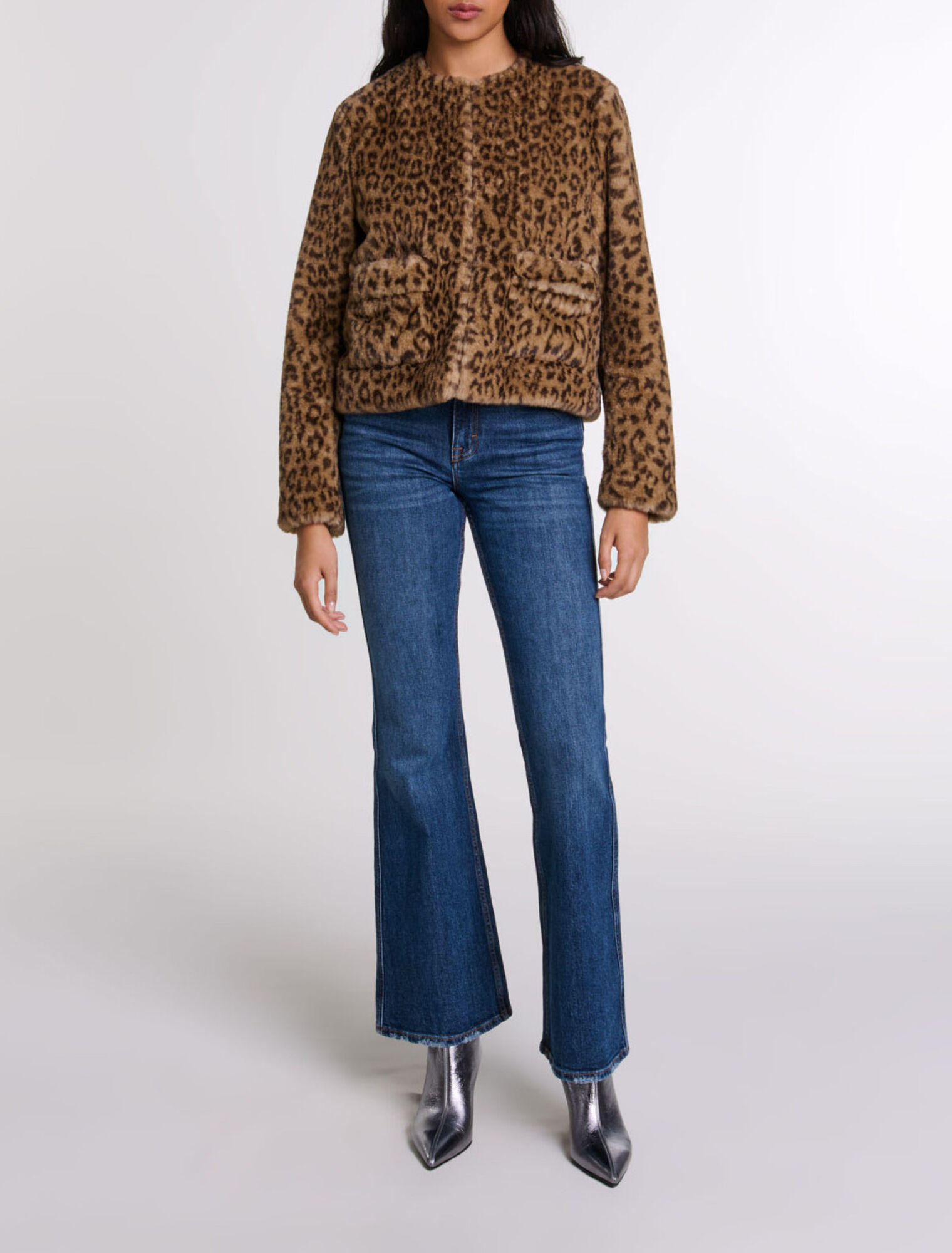 Cropped faux fur jacket