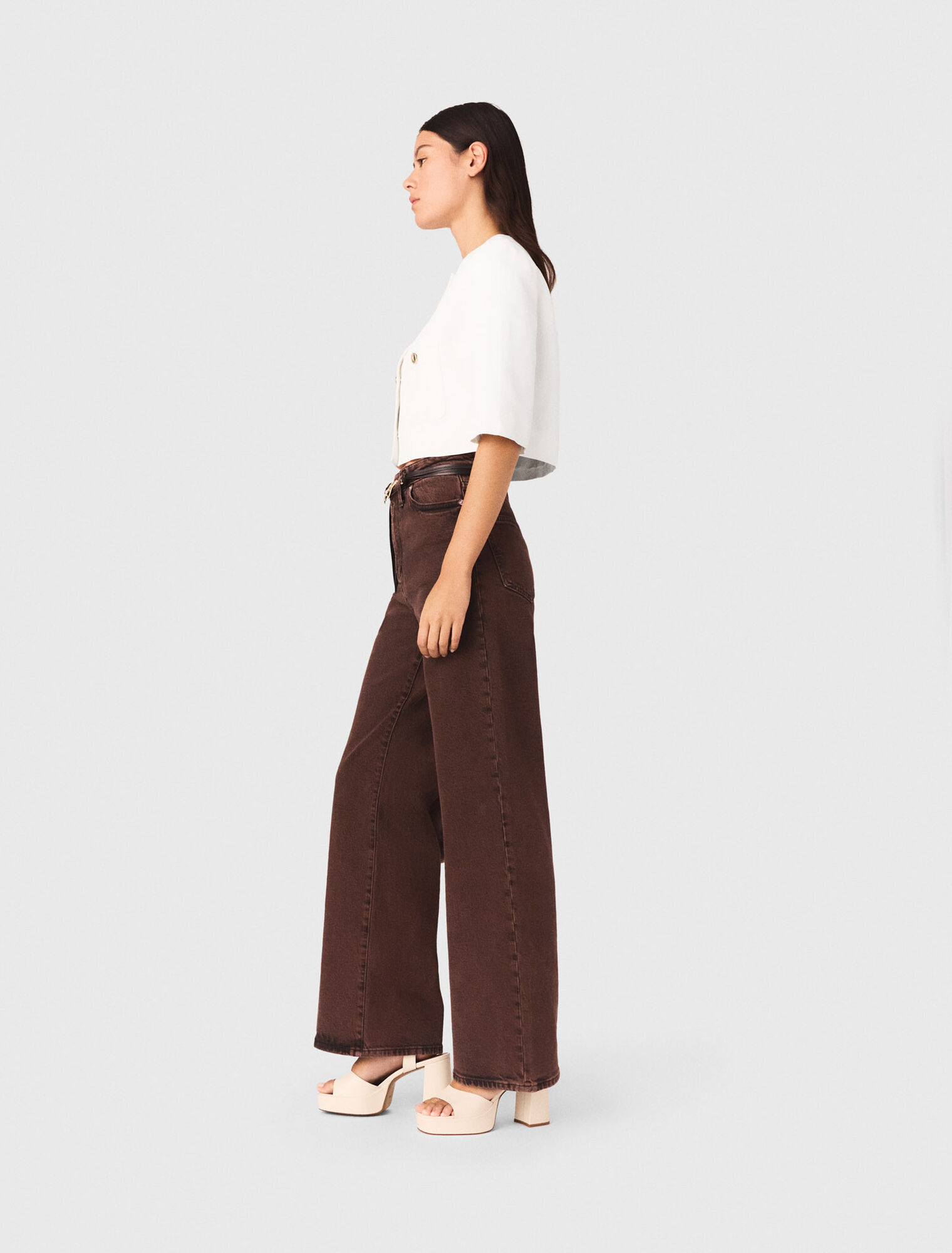 Short linen blend jacket