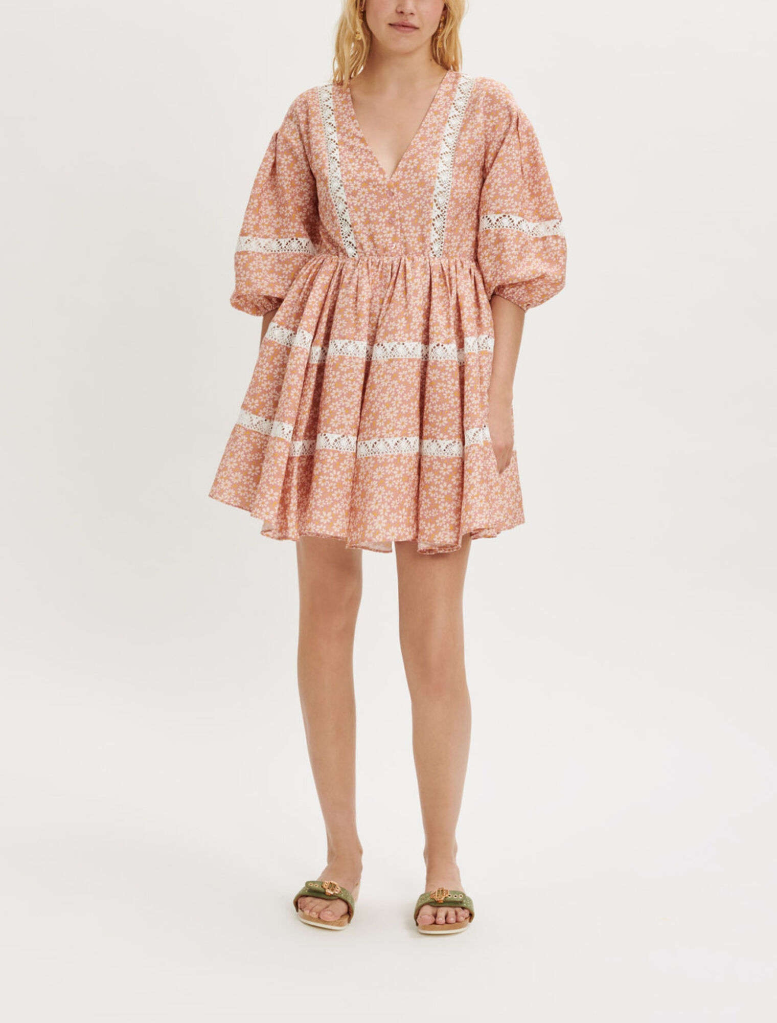 Printed lace braid dress