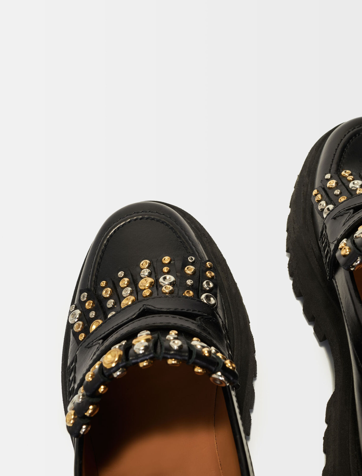 Platform moccasins with studs