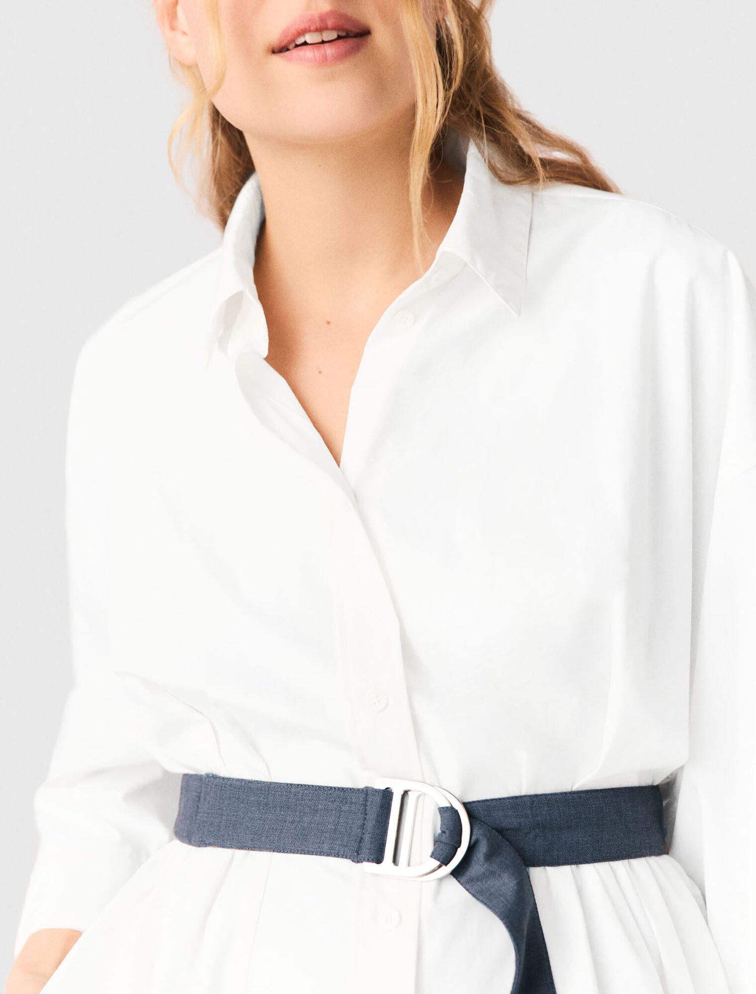 Shirt dress with contrast belt
