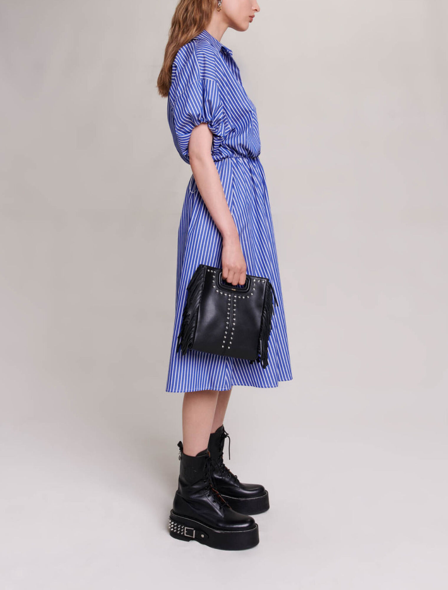 Long striped shirt dress
