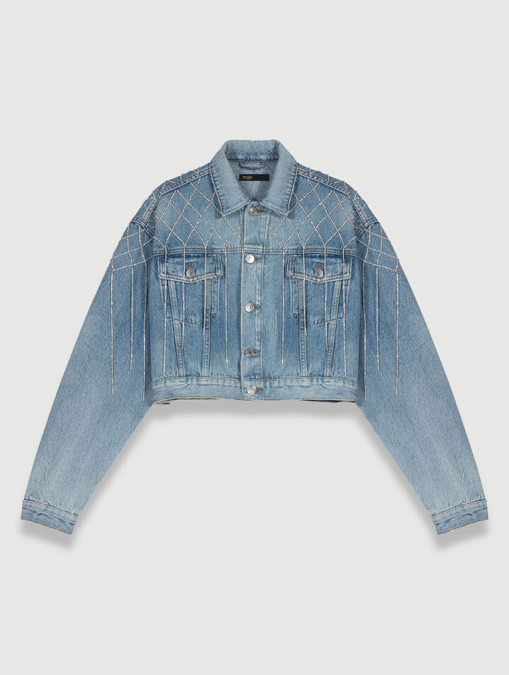 Denim jacket with rhinestones