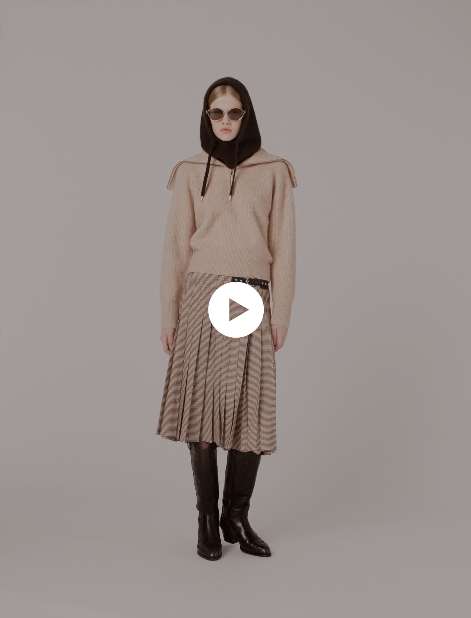 Rhinestone sweater with half-zip Natural For Women | Maje