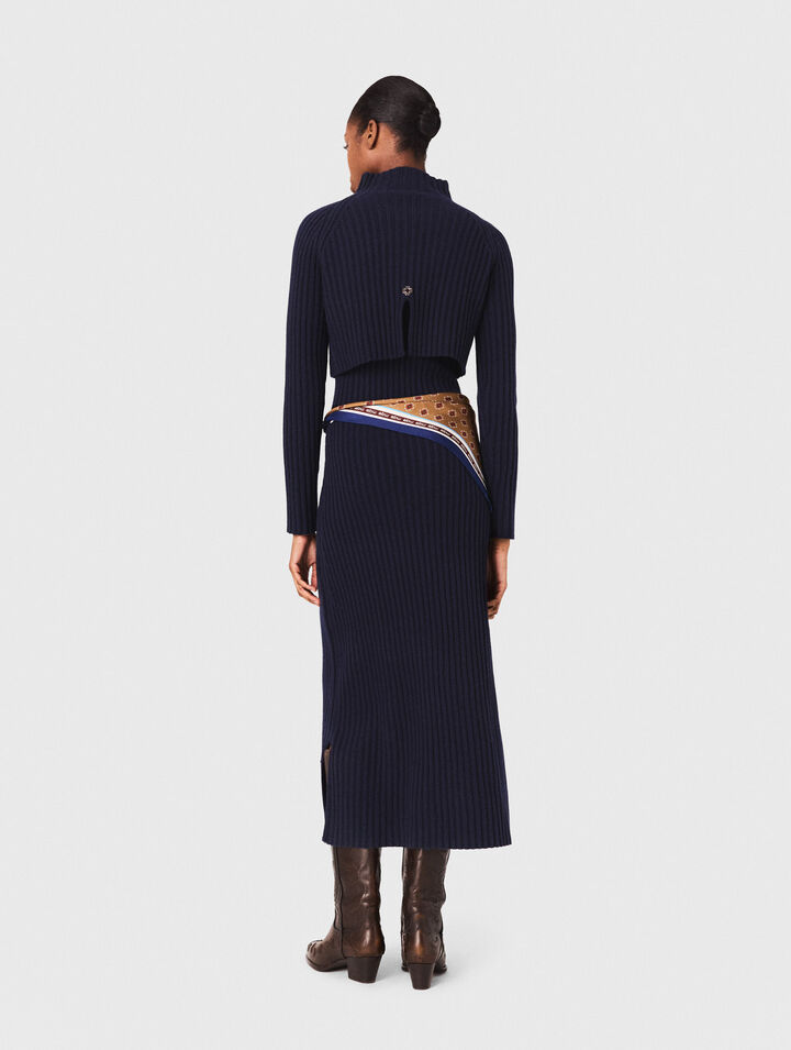 Knit dress with removable sweater