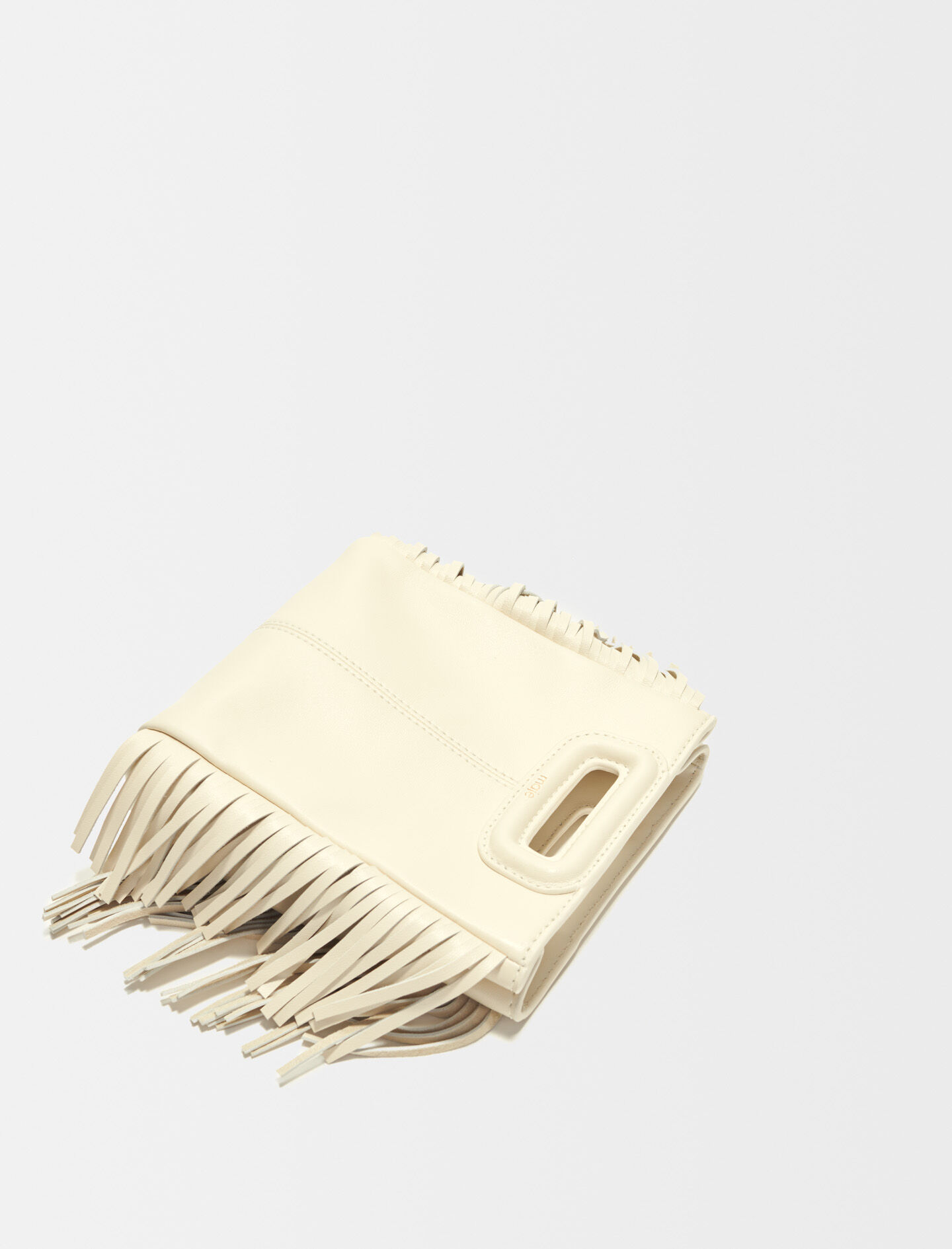 Leather bag with chain strap Ecru For Women | Maje